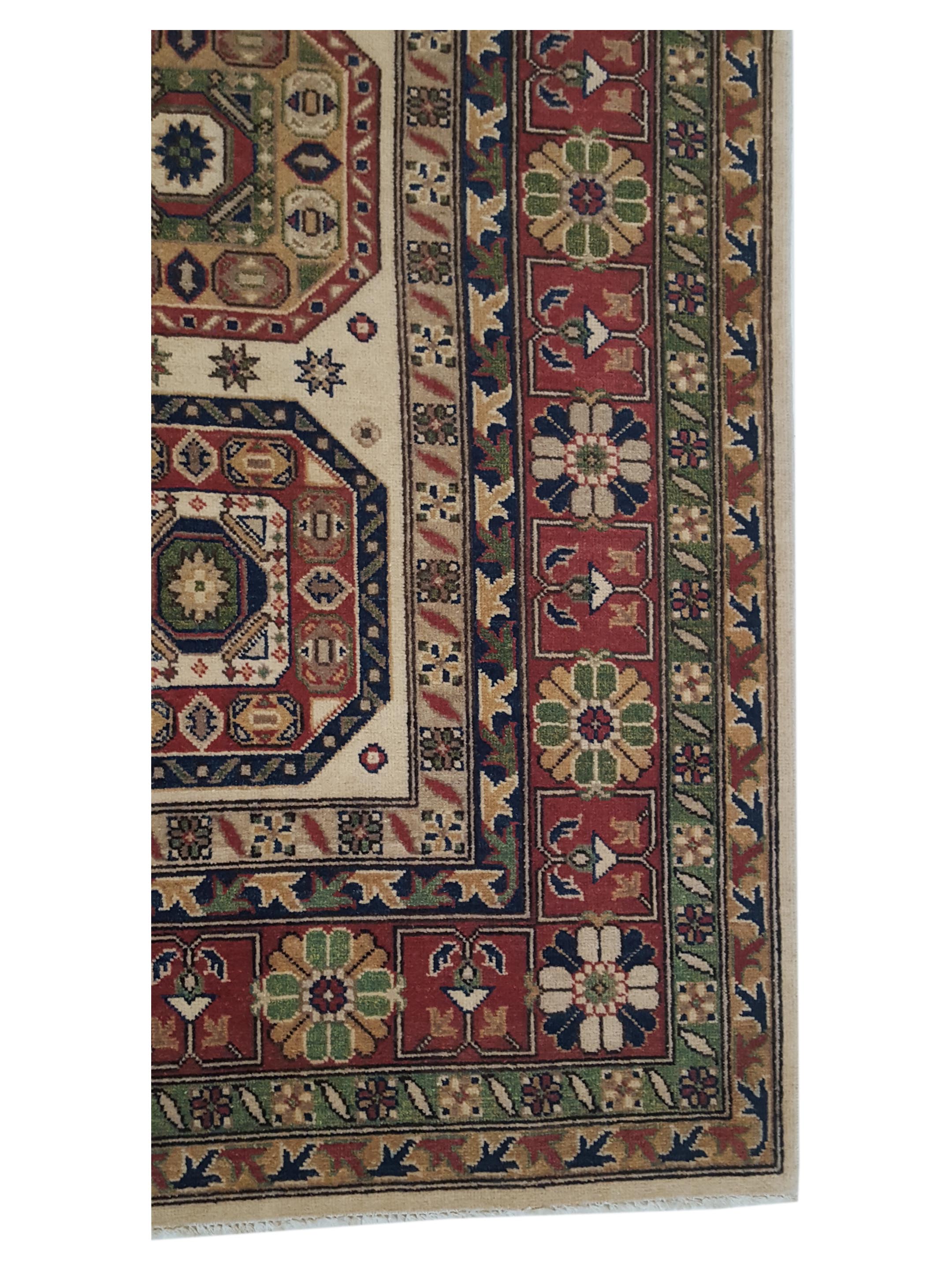 Kazak Hand Knotted Ivory 9x12 - Image 4 of 6