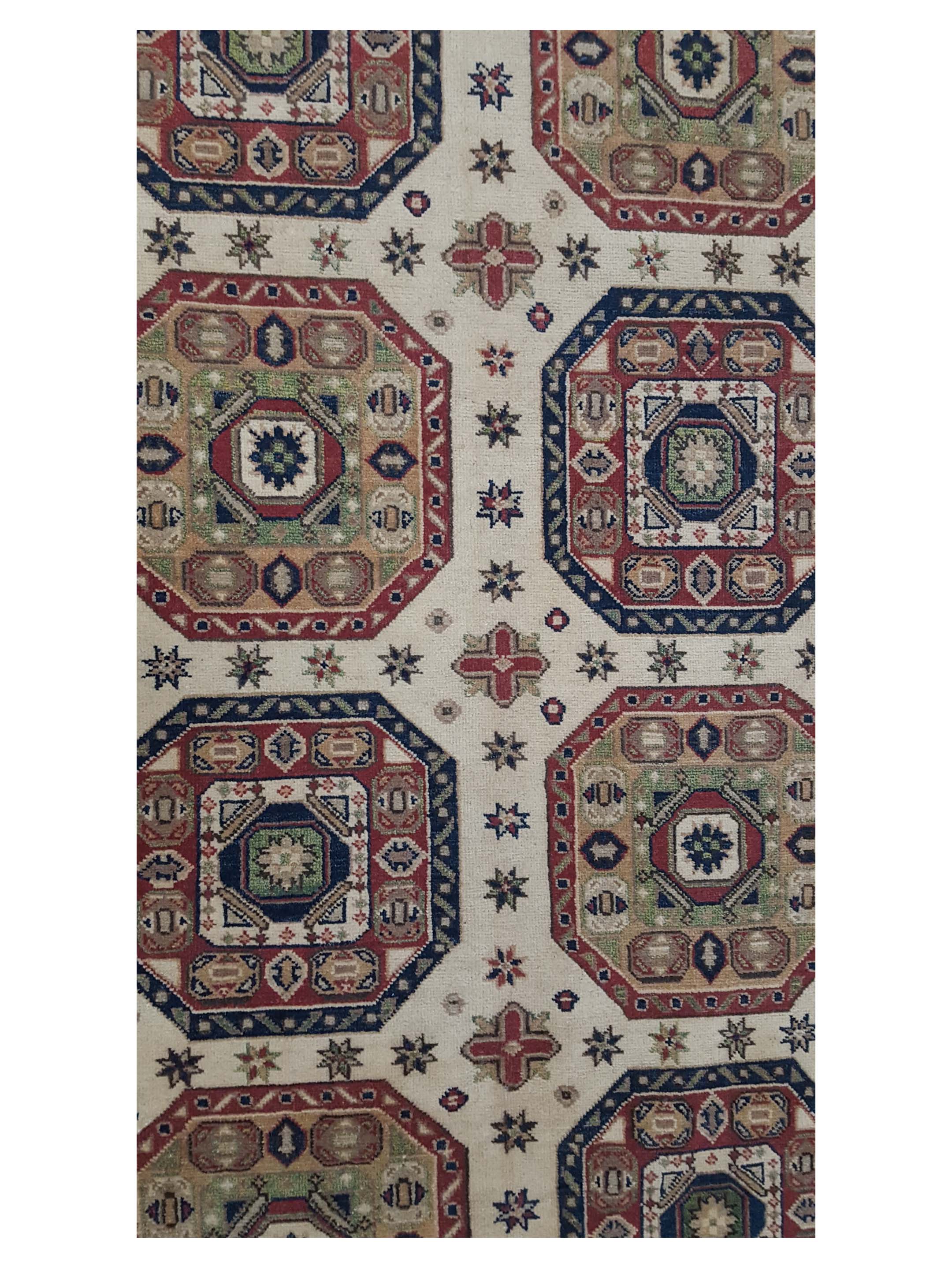 Kazak Hand Knotted Ivory 9x12 - Image 5 of 6