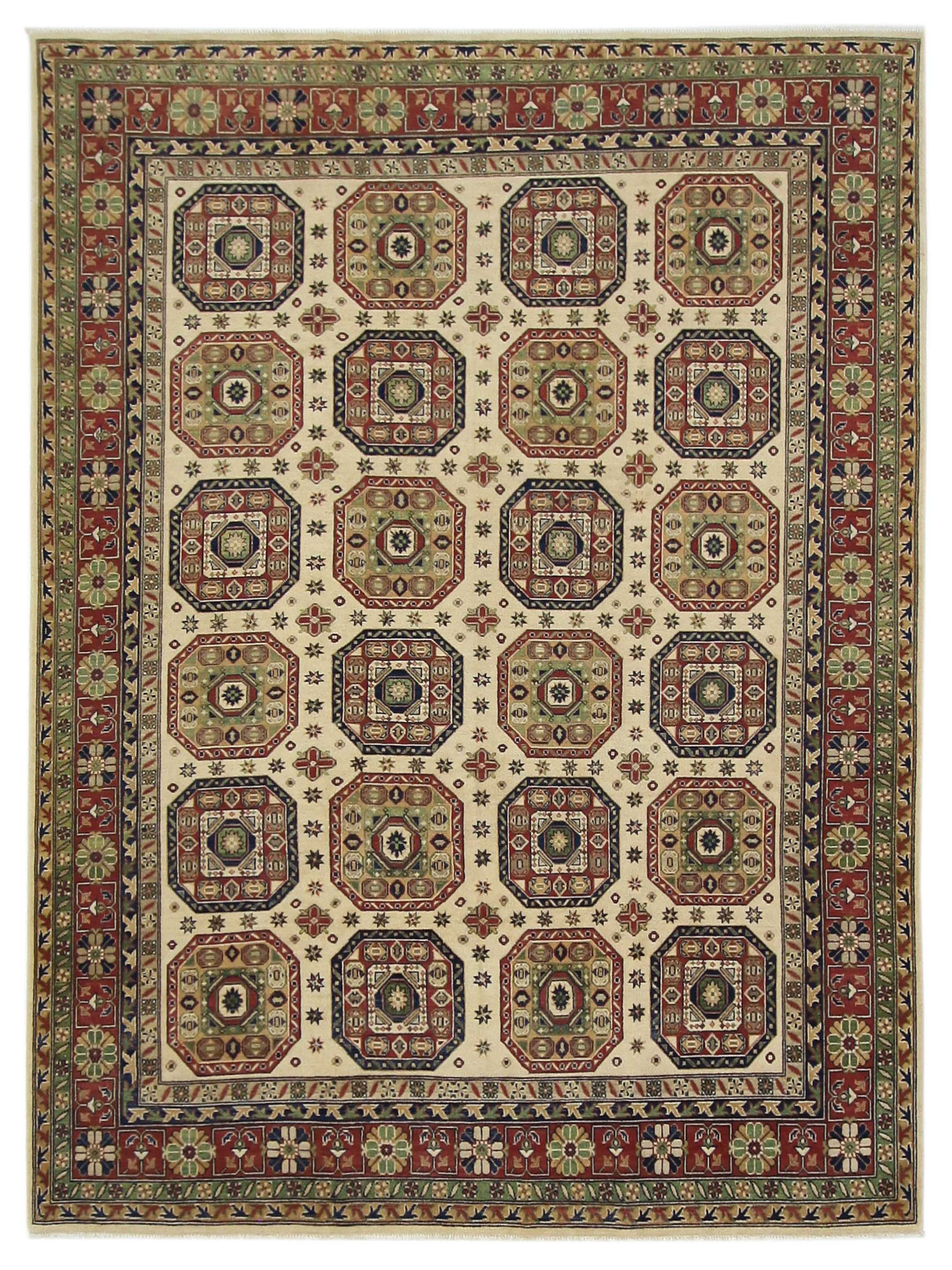 Kazak Hand Knotted Ivory 9x12