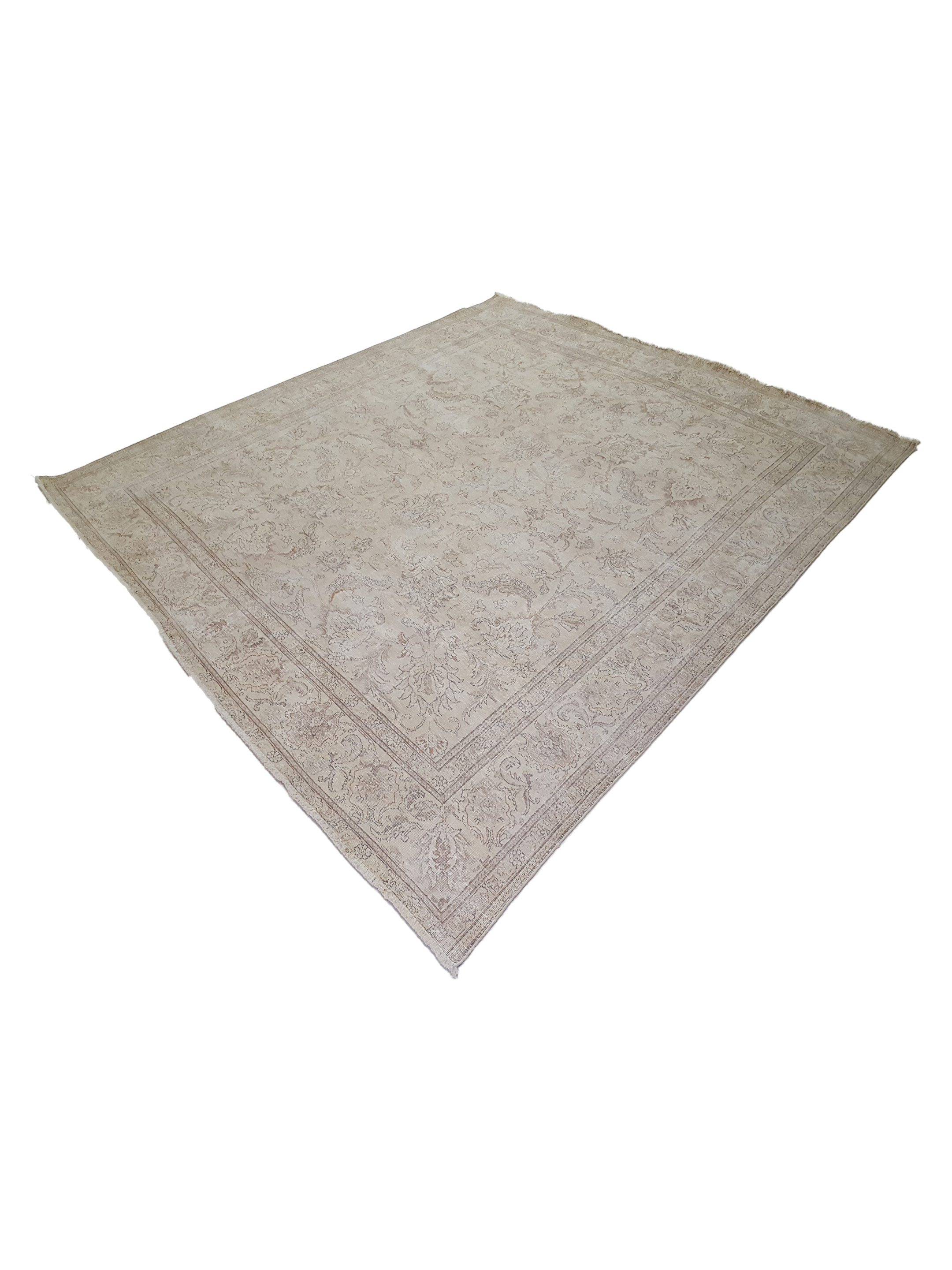 Vintage Hand Knotted Ivory 10x11 - Image 6 of 6