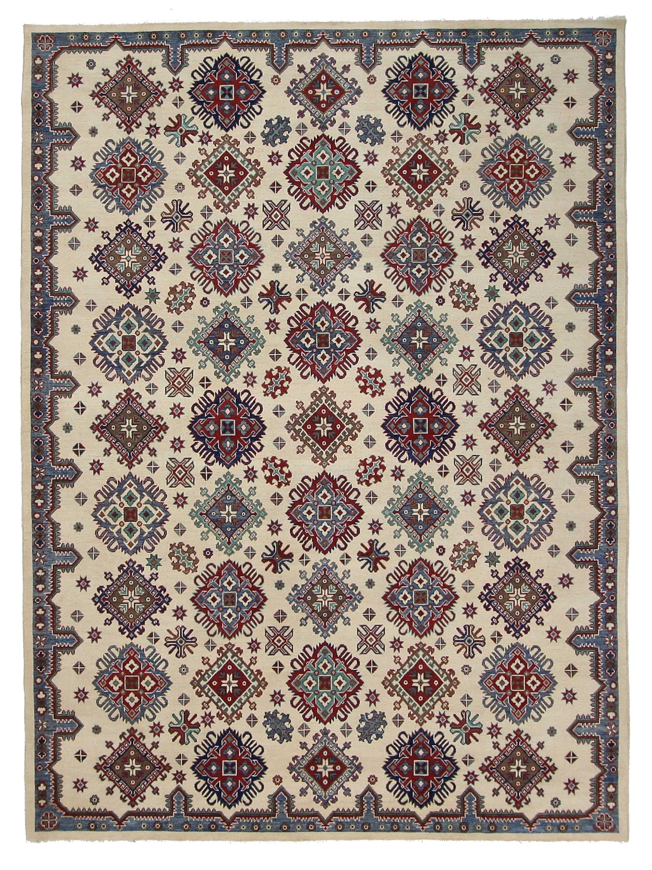 Kazak Hand Knotted Ivory 9x12