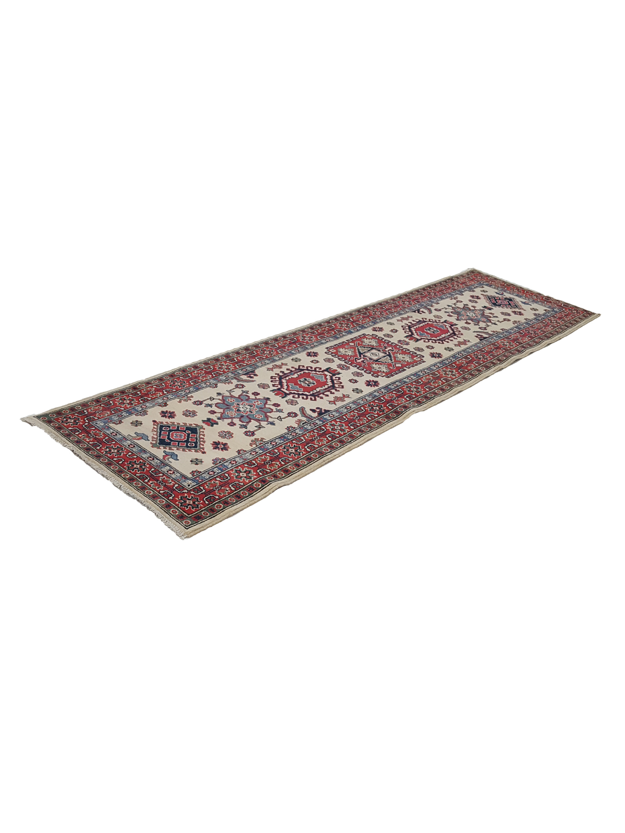 Kazak Hand Knotted Ivory 3x10 - Image 6 of 6