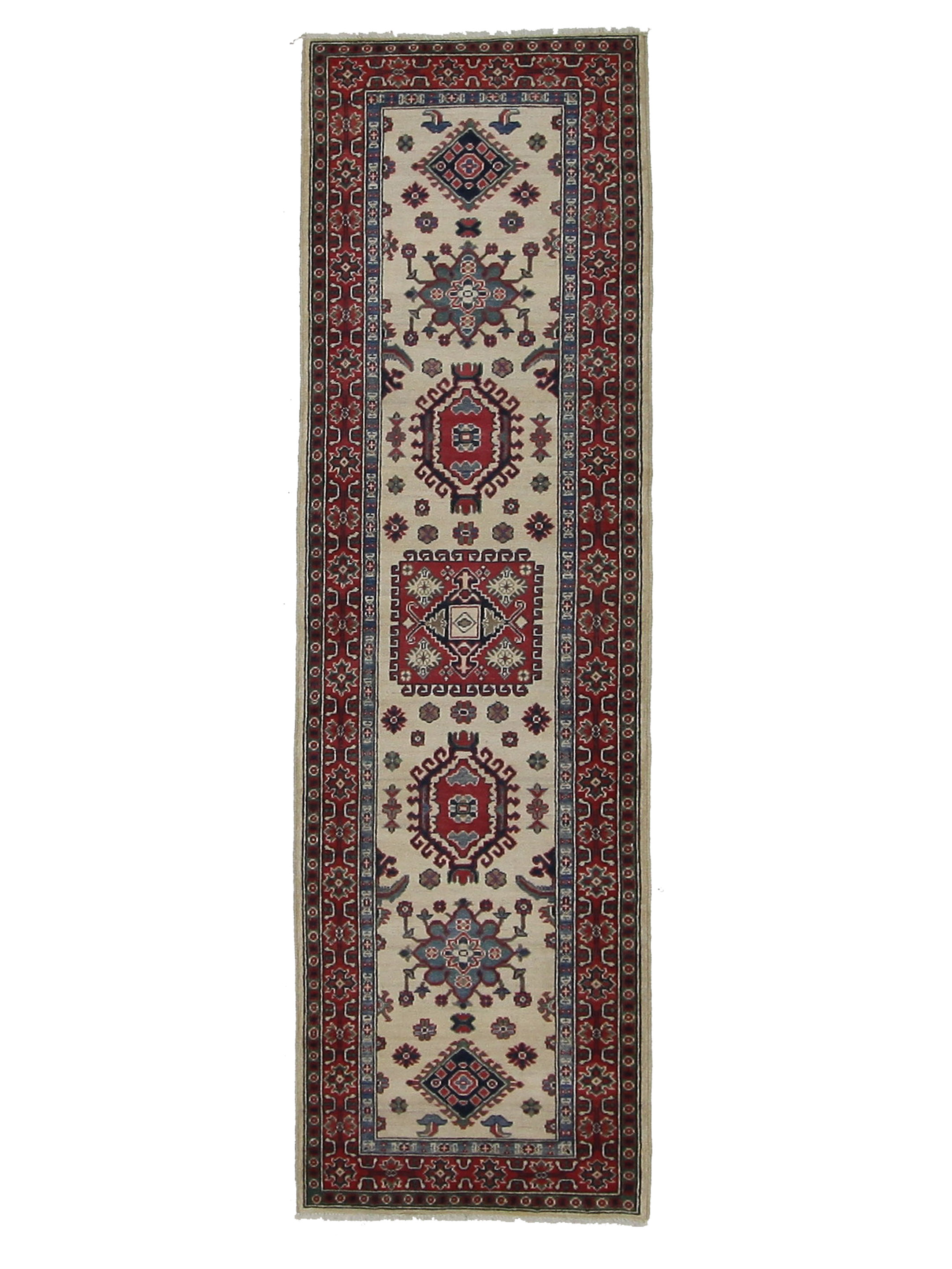Kazak Hand Knotted Ivory 3x10