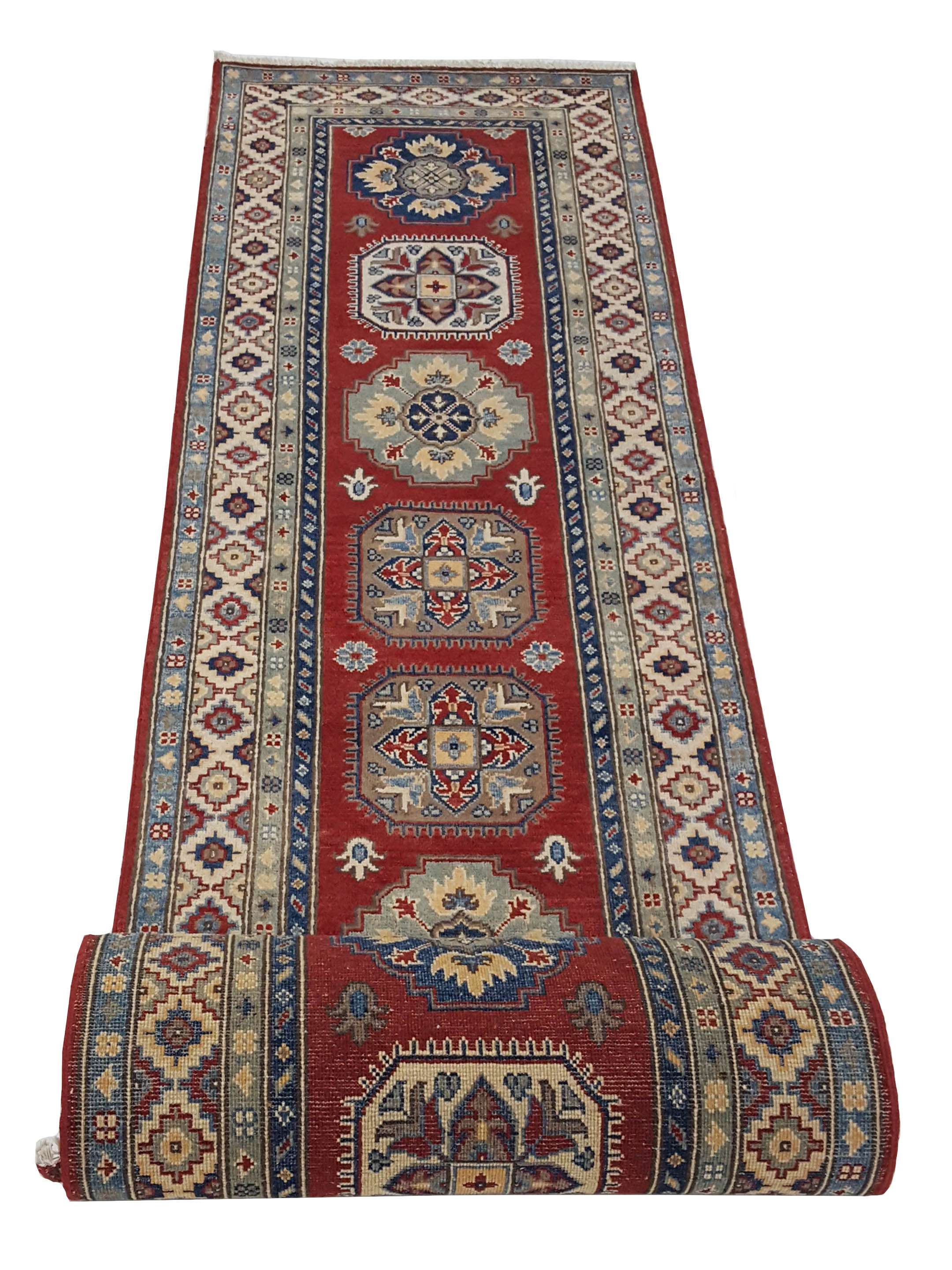 Kazak Hand Knotted Red 3x10 - Image 3 of 6