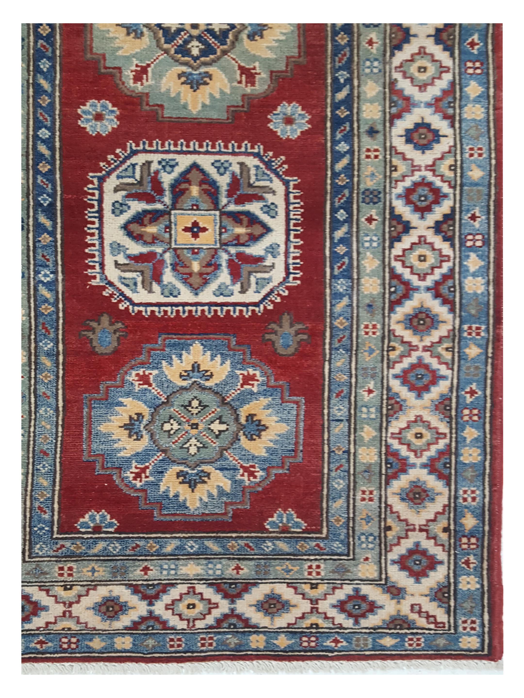 Kazak Hand Knotted Red 3x10 - Image 4 of 6