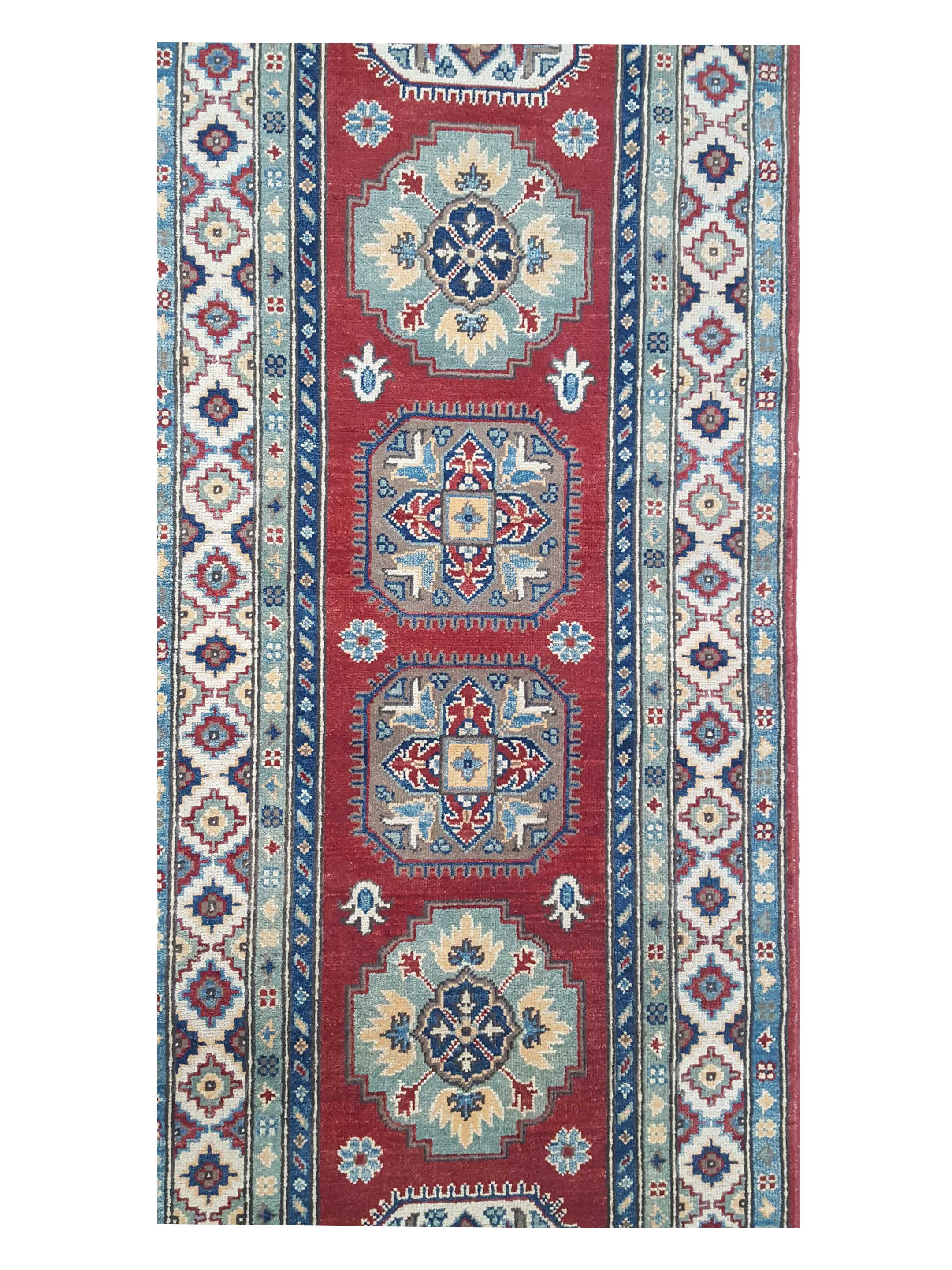 Kazak Hand Knotted Red 3x10 - Image 5 of 6