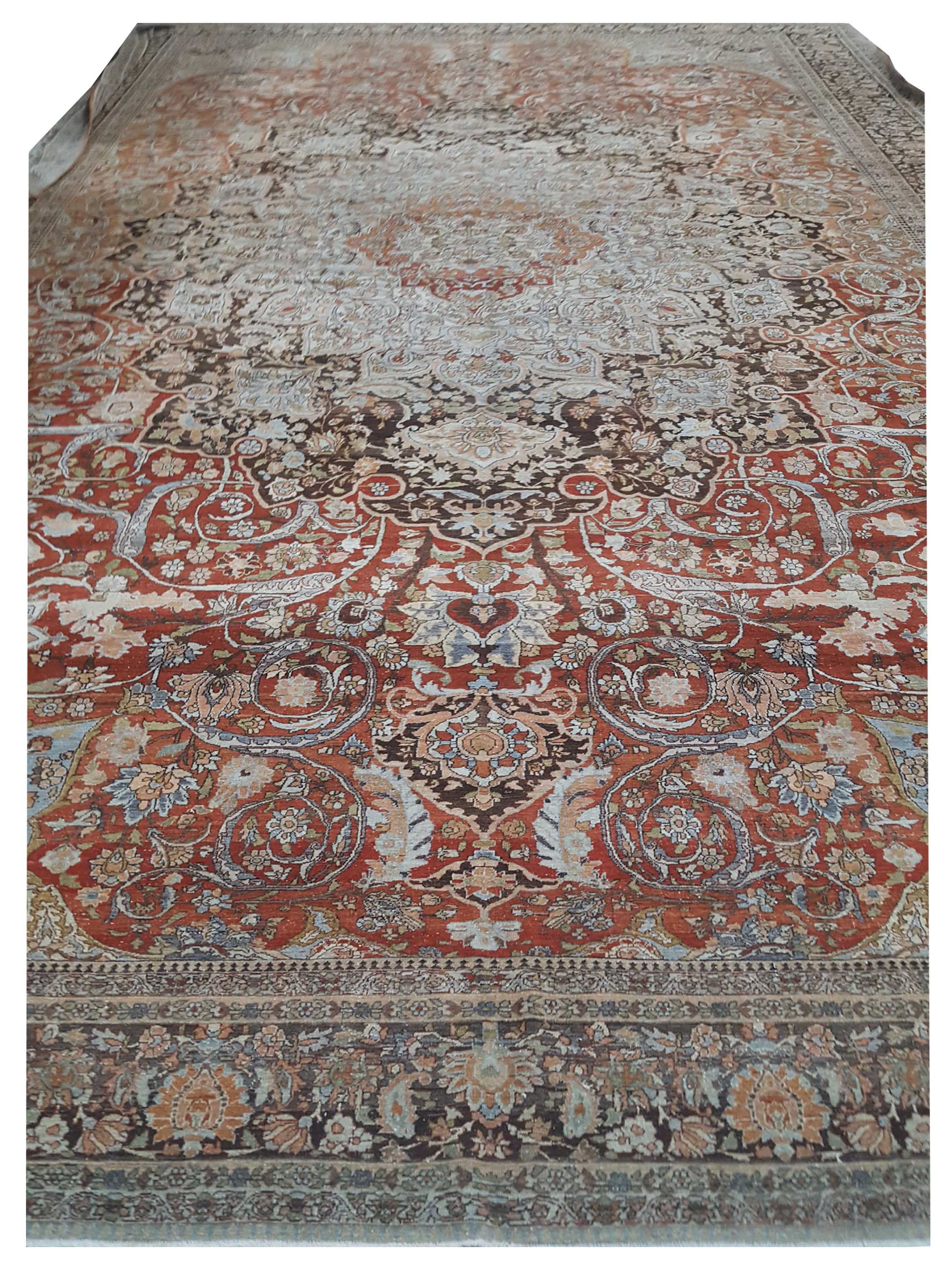 Antique Tabriz Rust 12x21 - Image 2 of 5