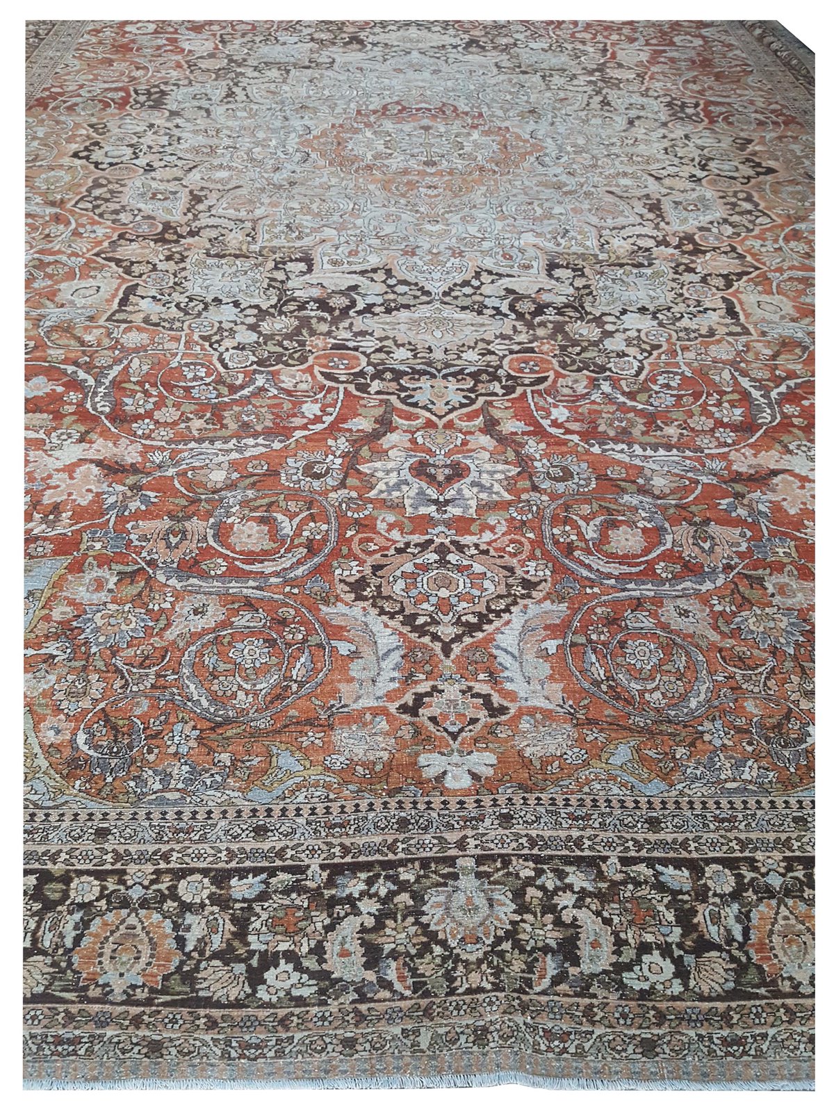 Antique Tabriz Rust 12x21 - Image 3 of 5