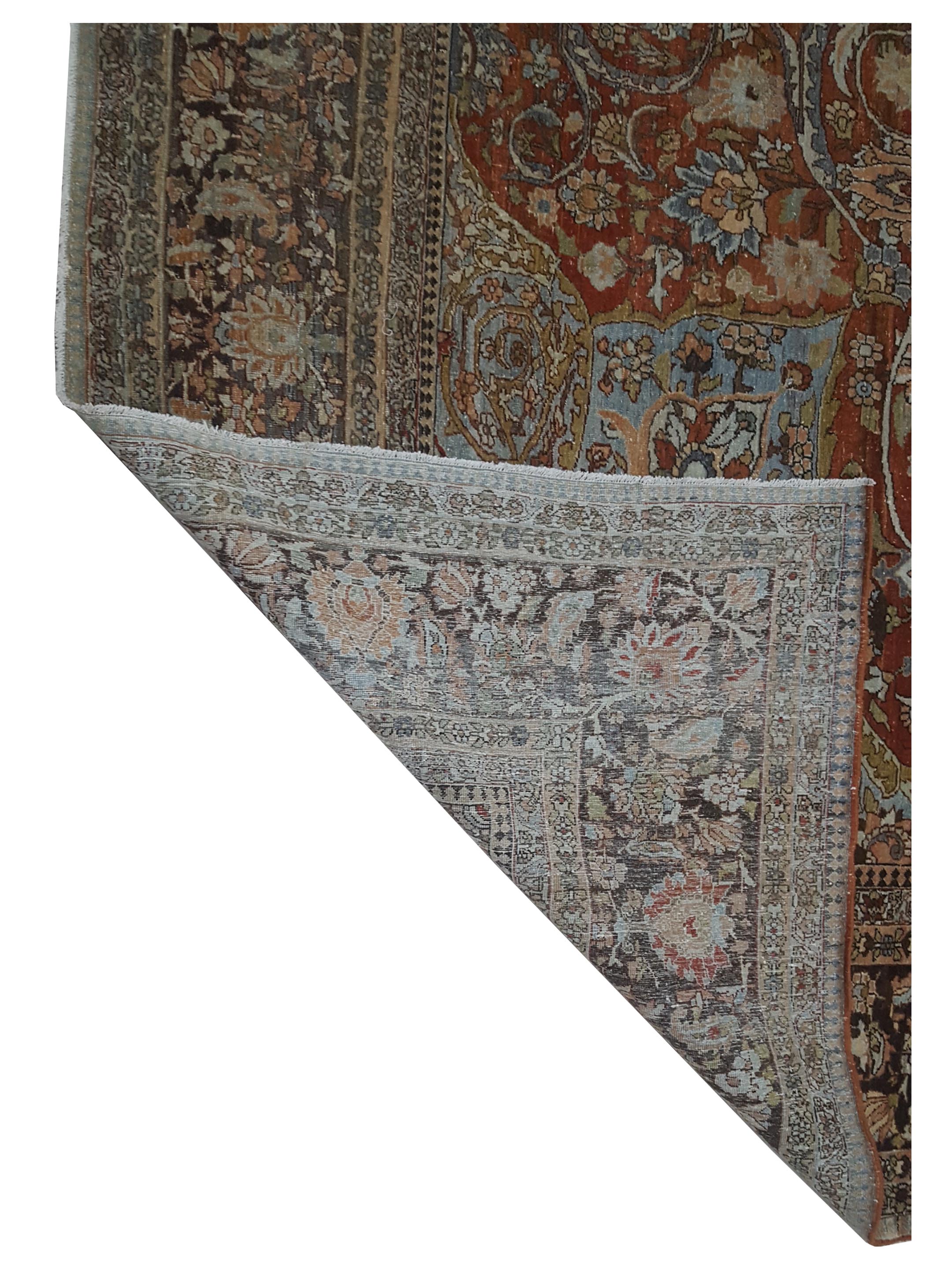 Antique Tabriz Rust 12x21 - Image 5 of 5
