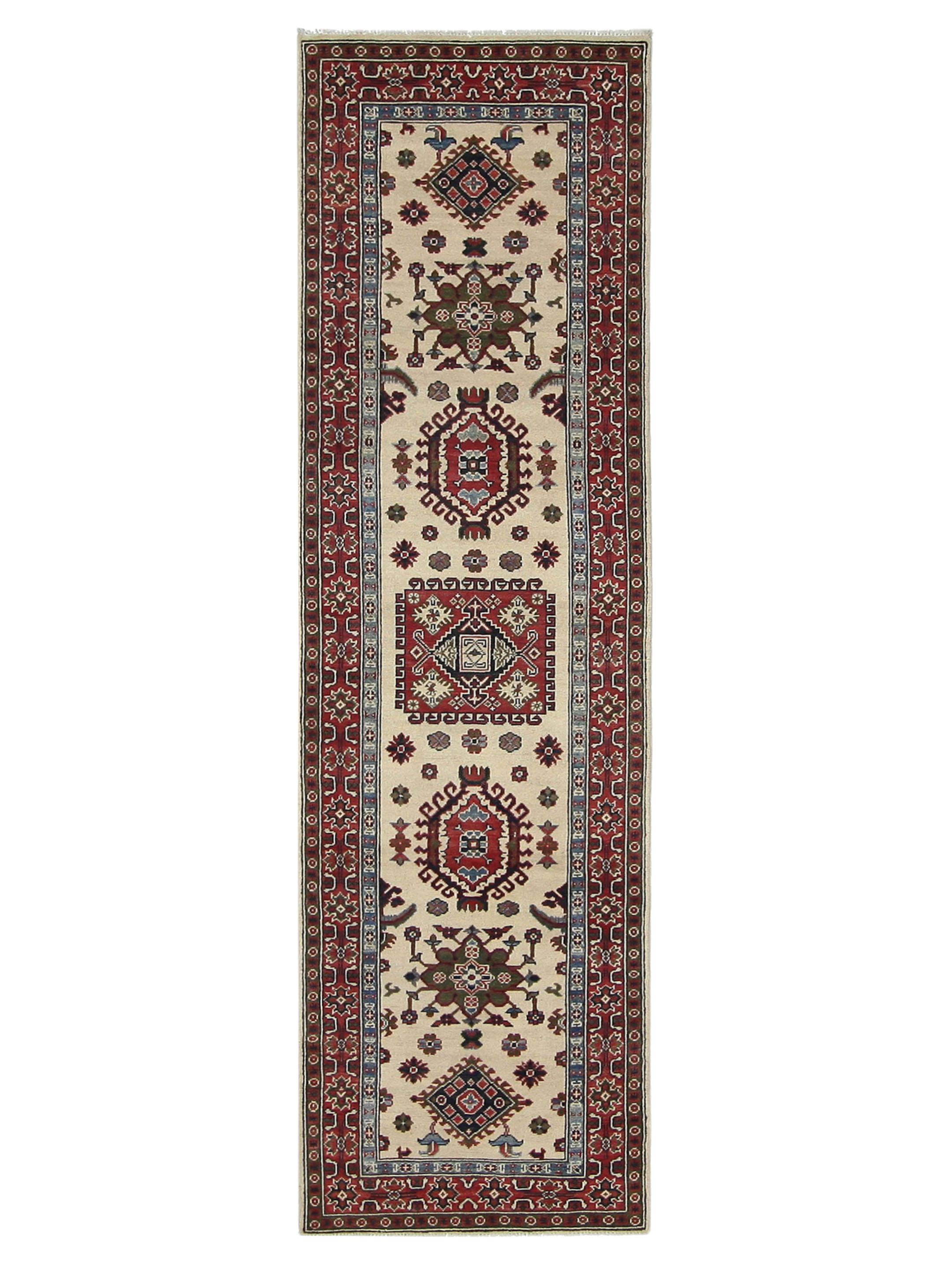 Kazak Hand Knotted Ivory 3x10