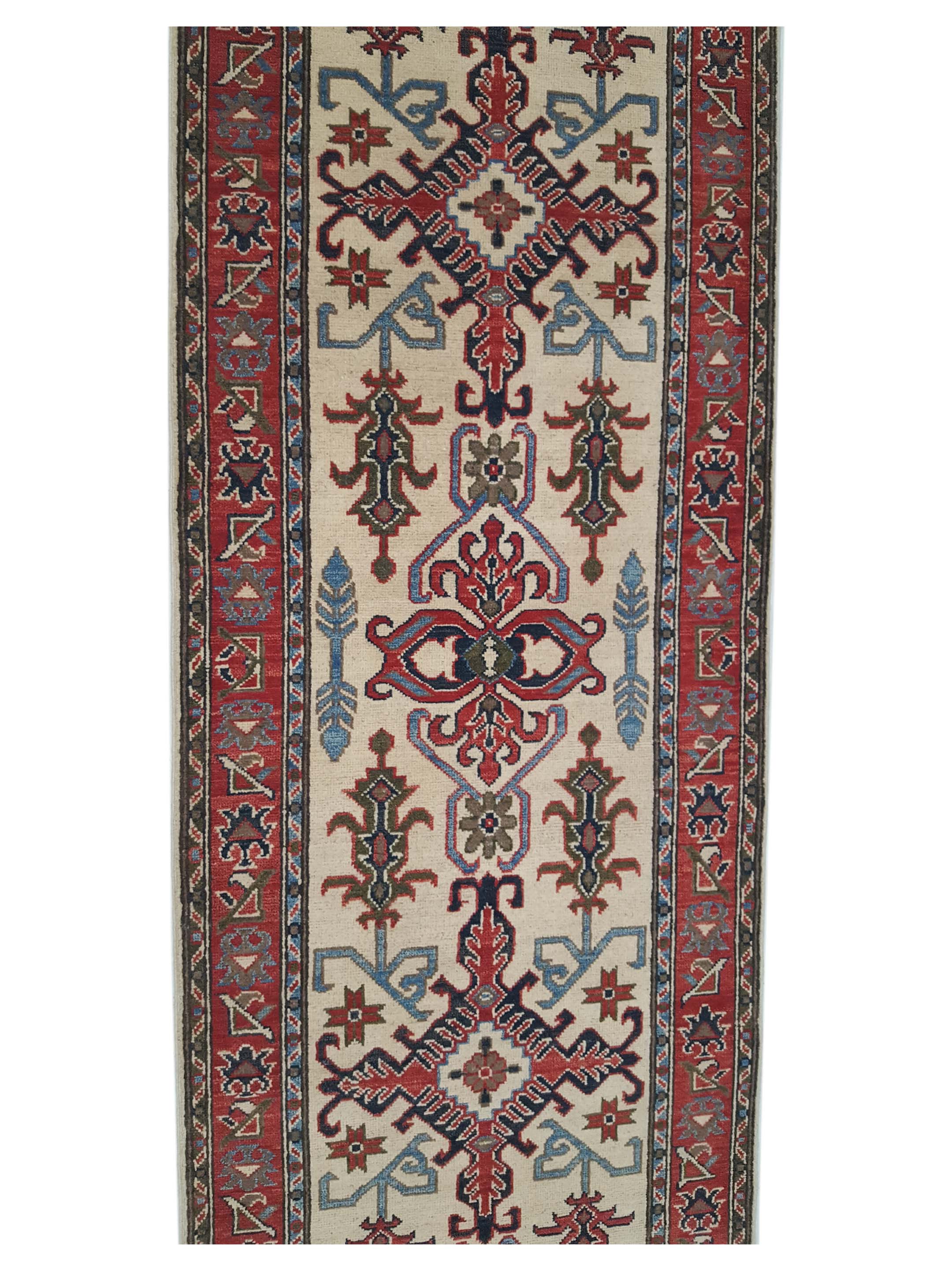 Kazak Hand Knotted Ivory 3x10 - Image 5 of 6
