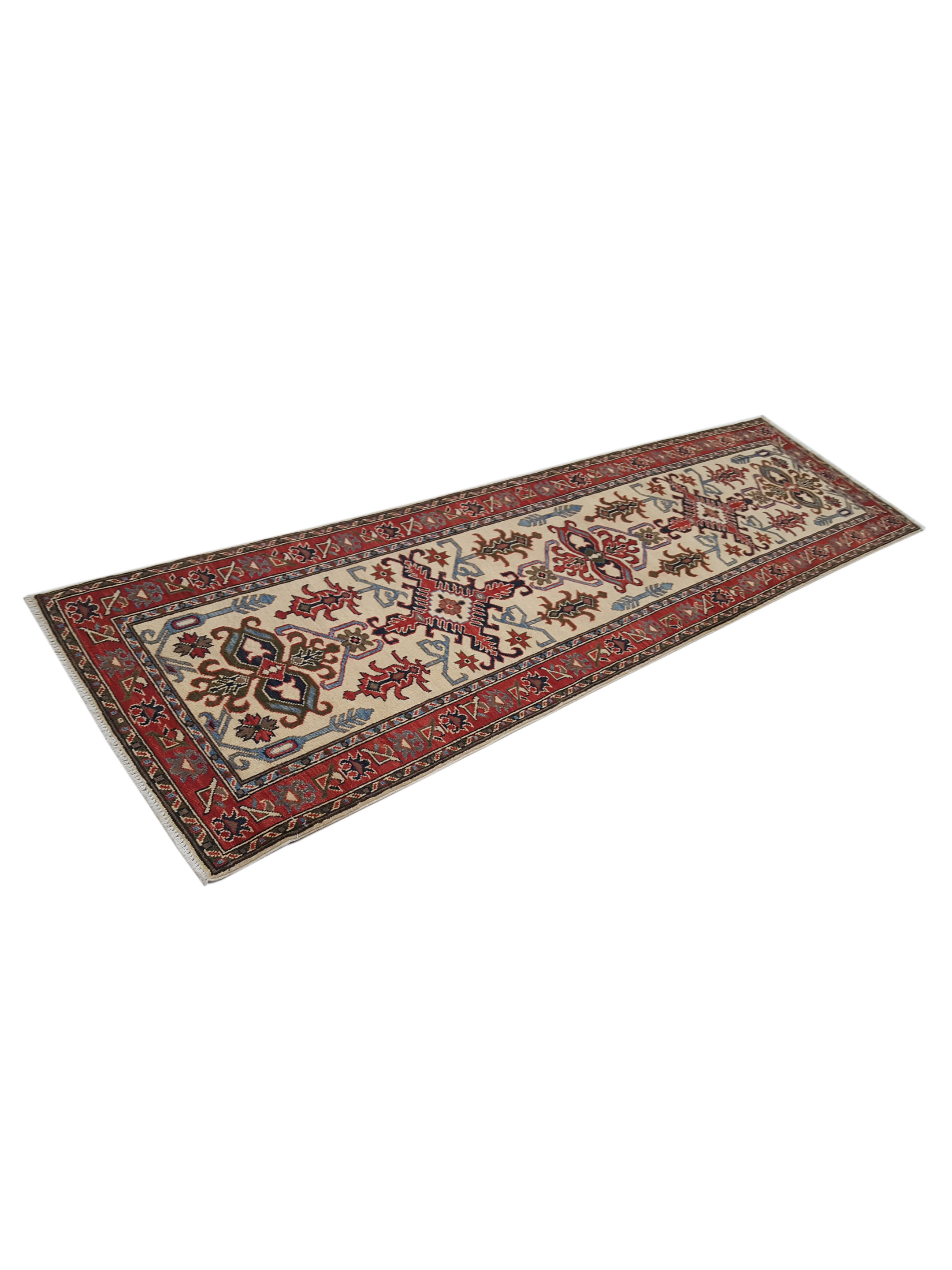 Kazak Hand Knotted Ivory 3x10 - Image 6 of 6