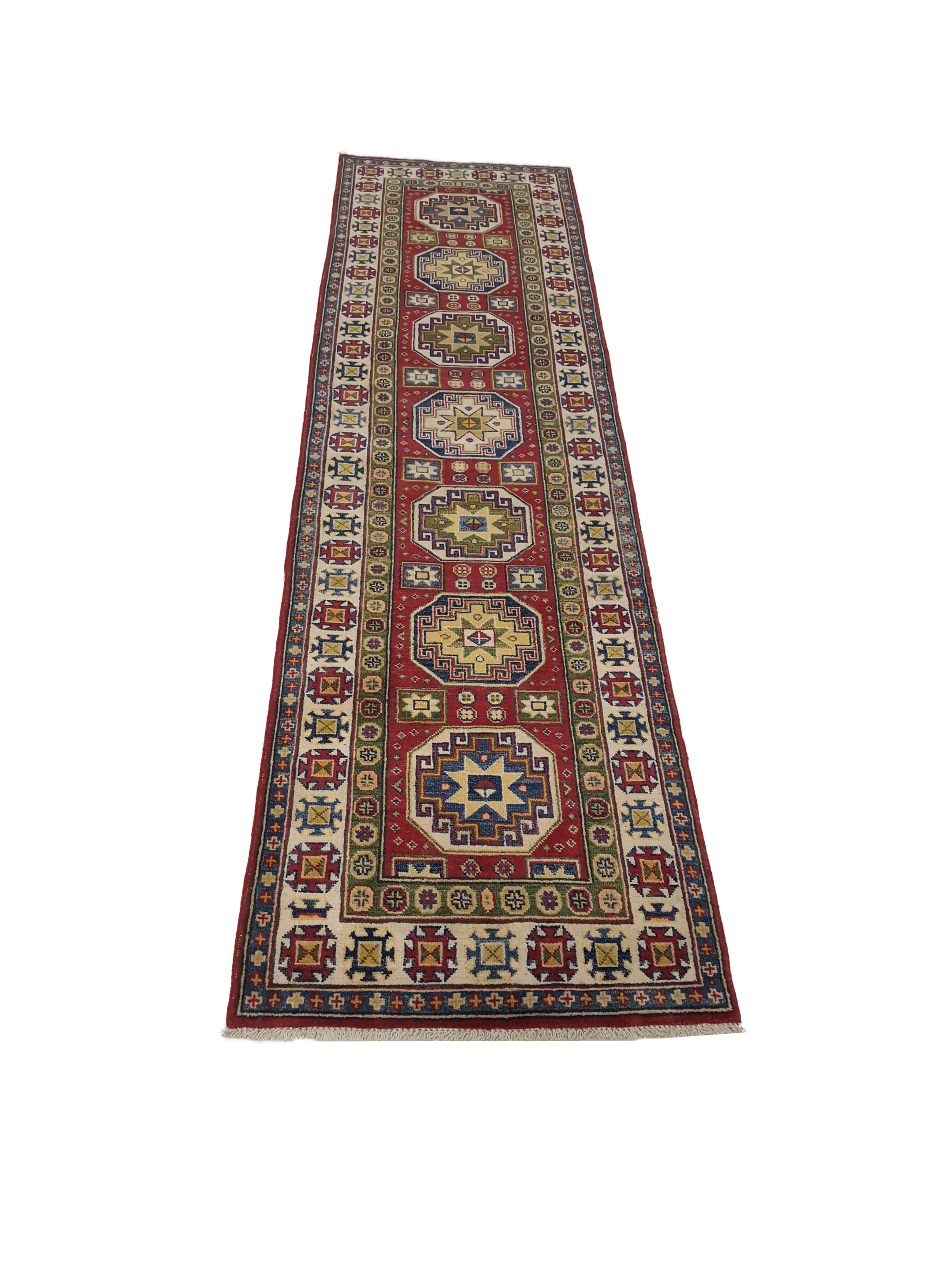 Kazak Hand Knotted Red 3x9 - Image 2 of 6