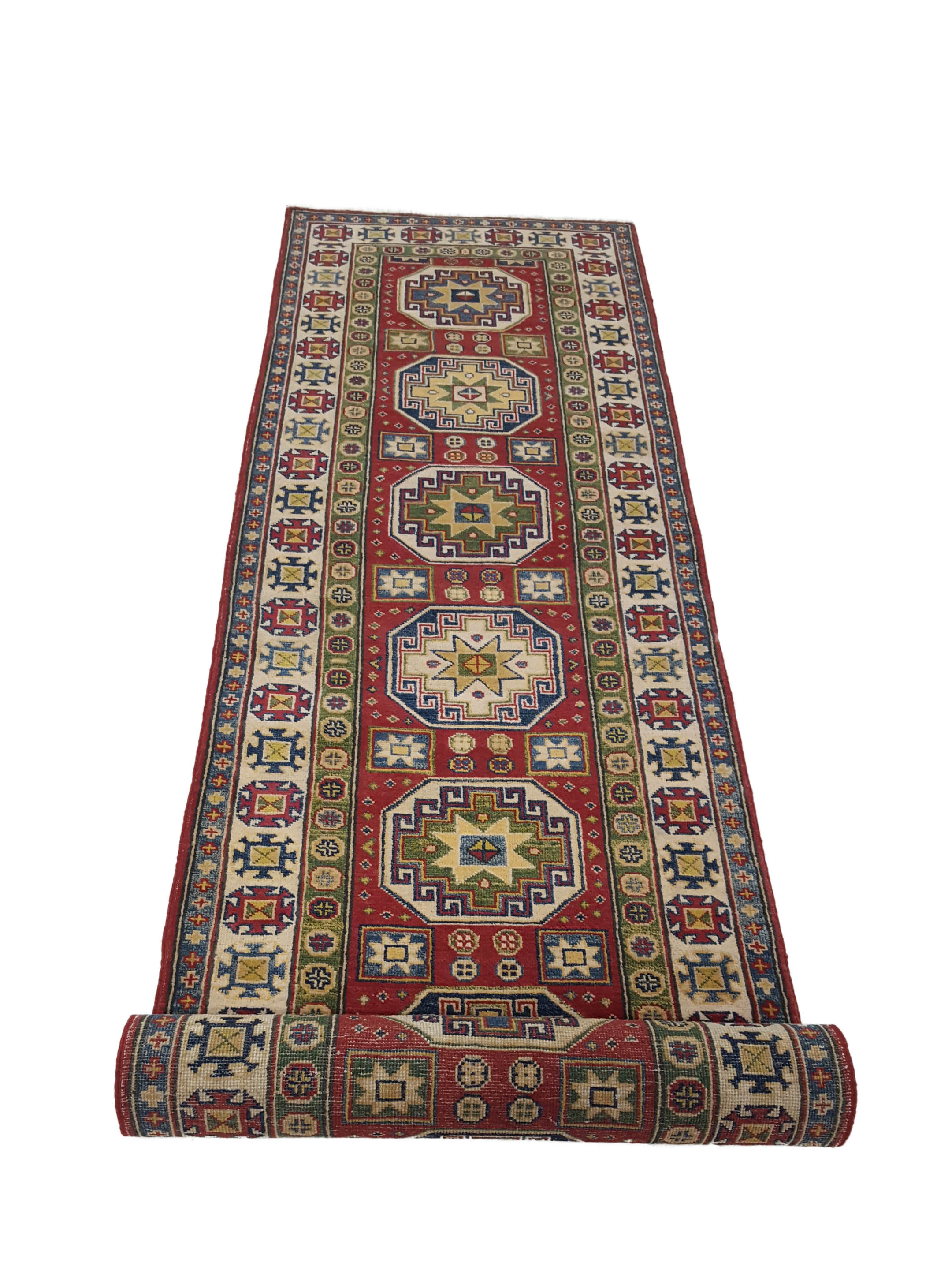 Kazak Hand Knotted Red 3x9 - Image 3 of 6