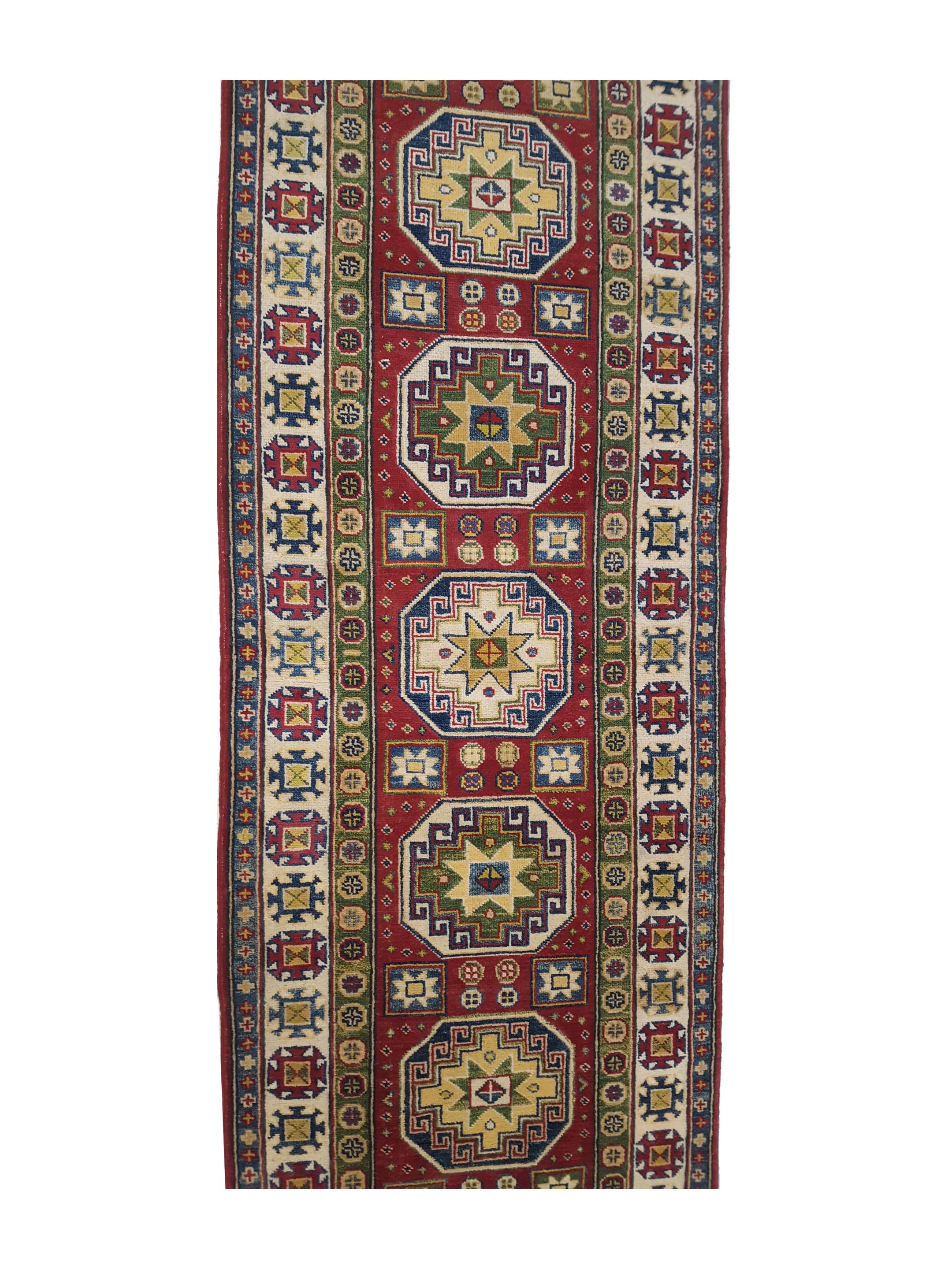 Kazak Hand Knotted Red 3x9 - Image 5 of 6