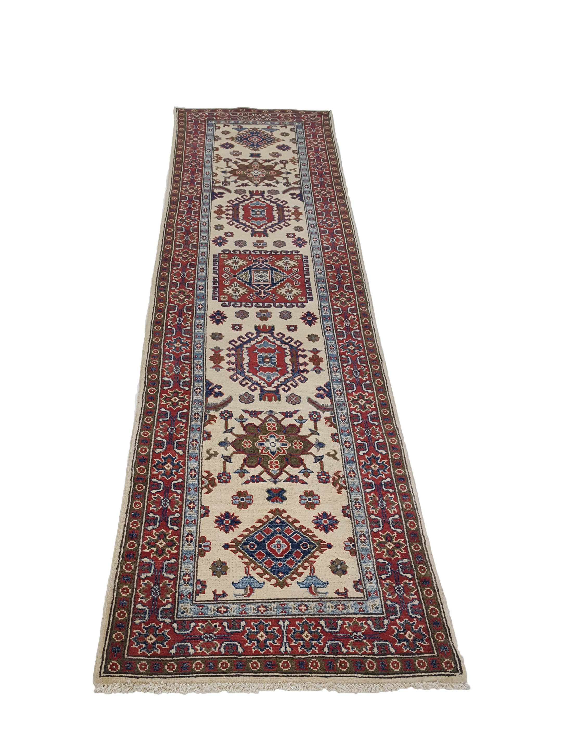 Kazak Hand Knotted Ivory 2.6x10 - Image 2 of 6