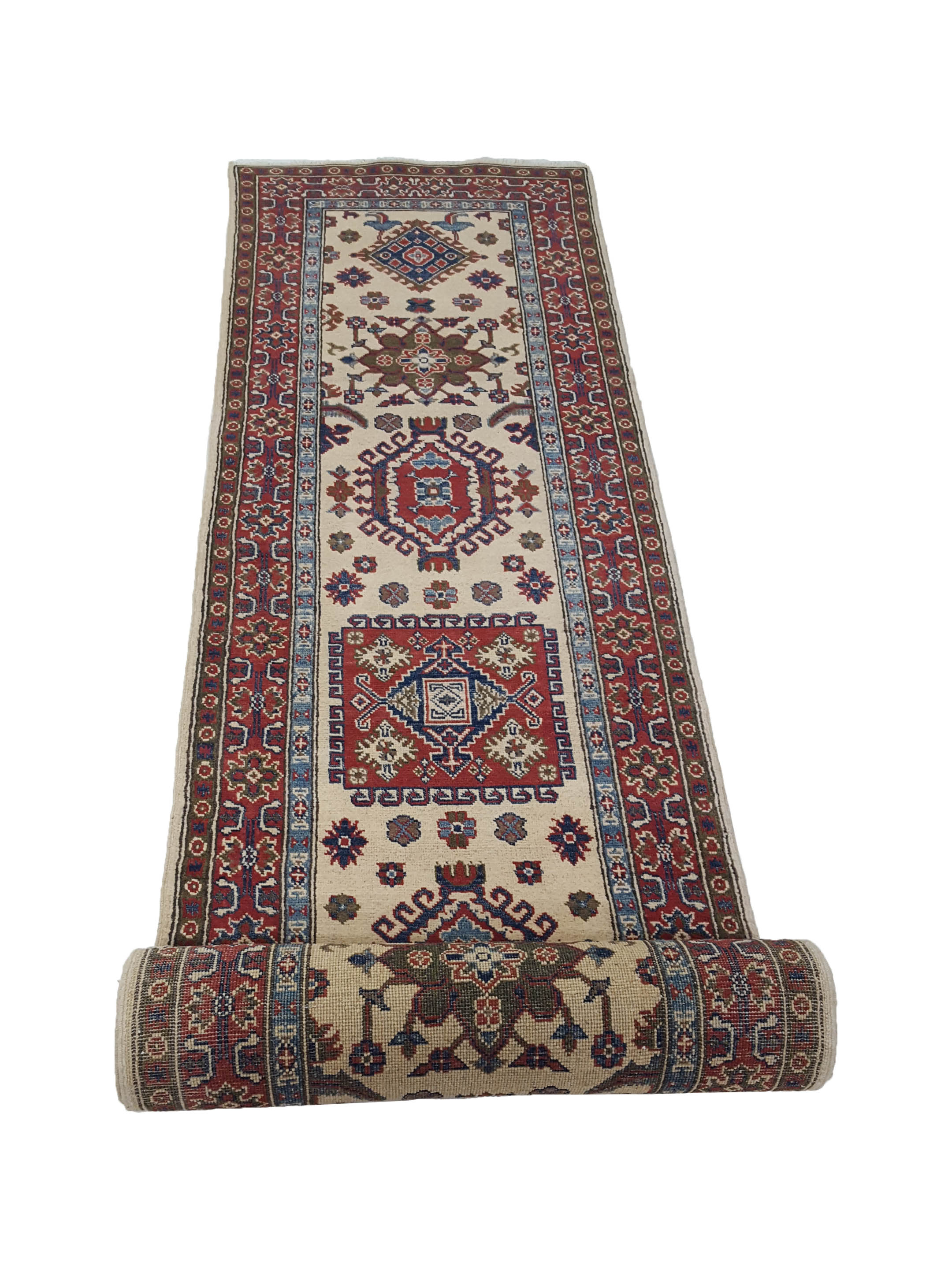 Kazak Hand Knotted Ivory 2.6x10 - Image 3 of 6
