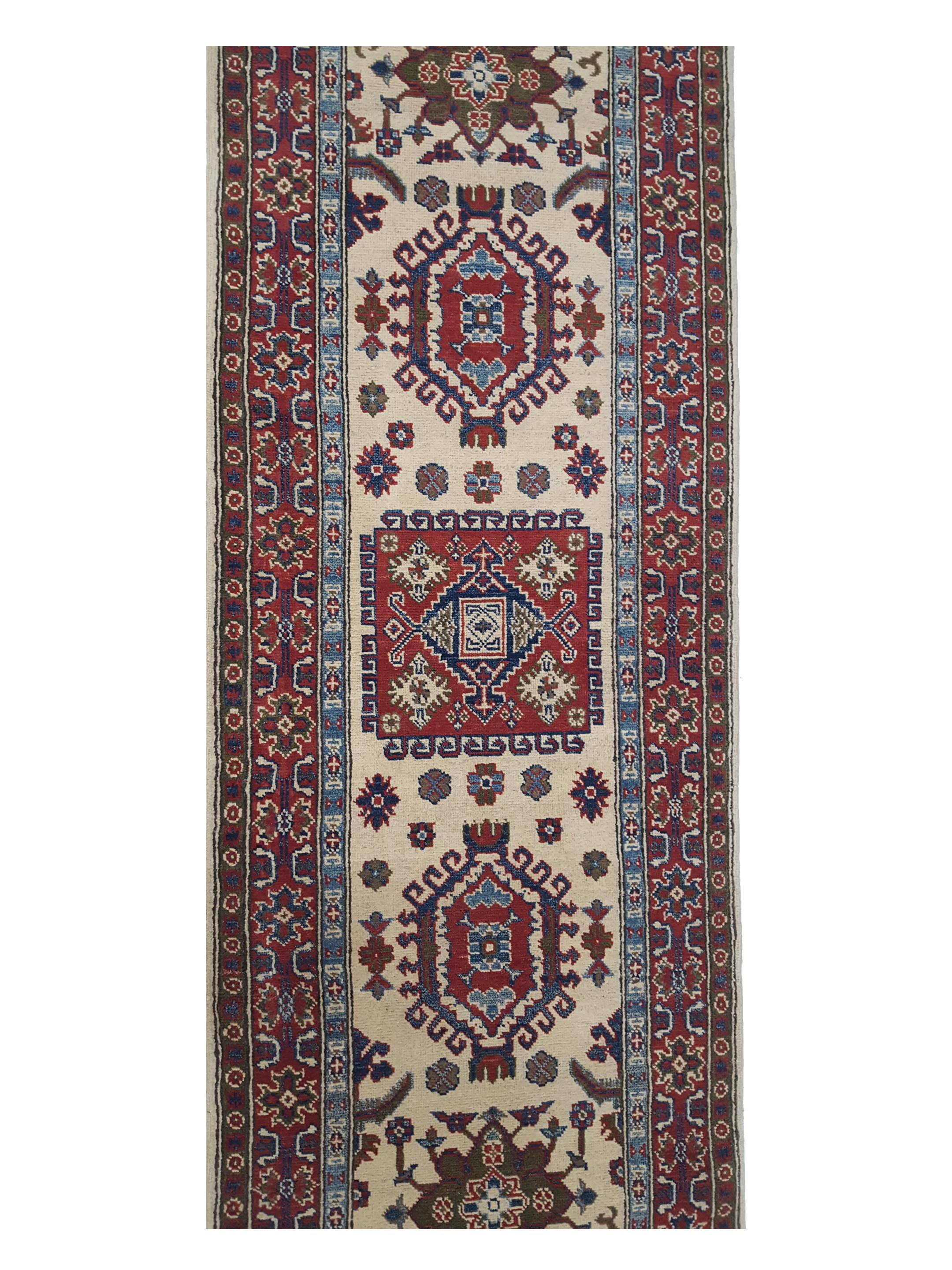 Kazak Hand Knotted Ivory 2.6x10 - Image 5 of 6