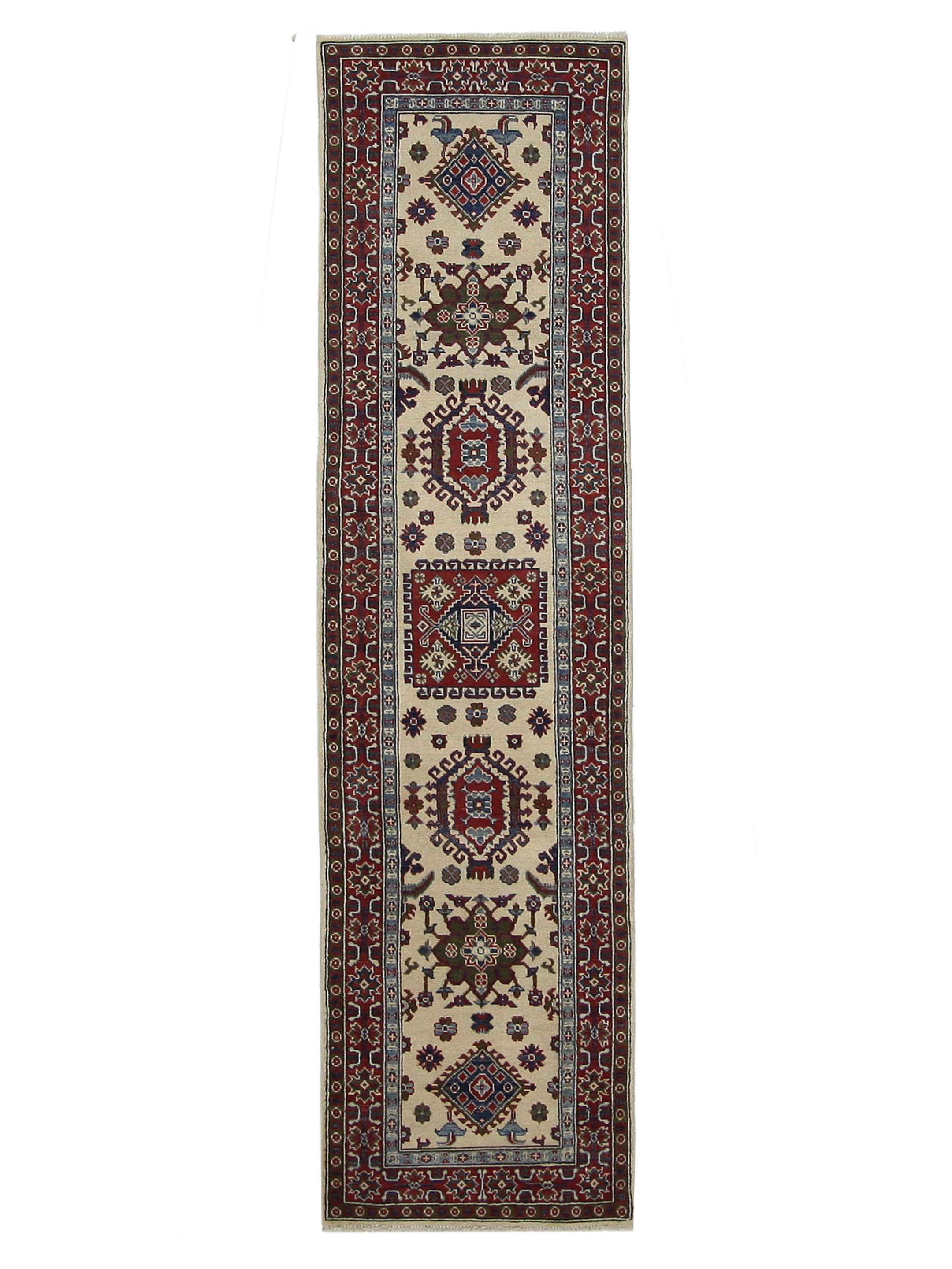 Kazak Hand Knotted Ivory 2.6x10