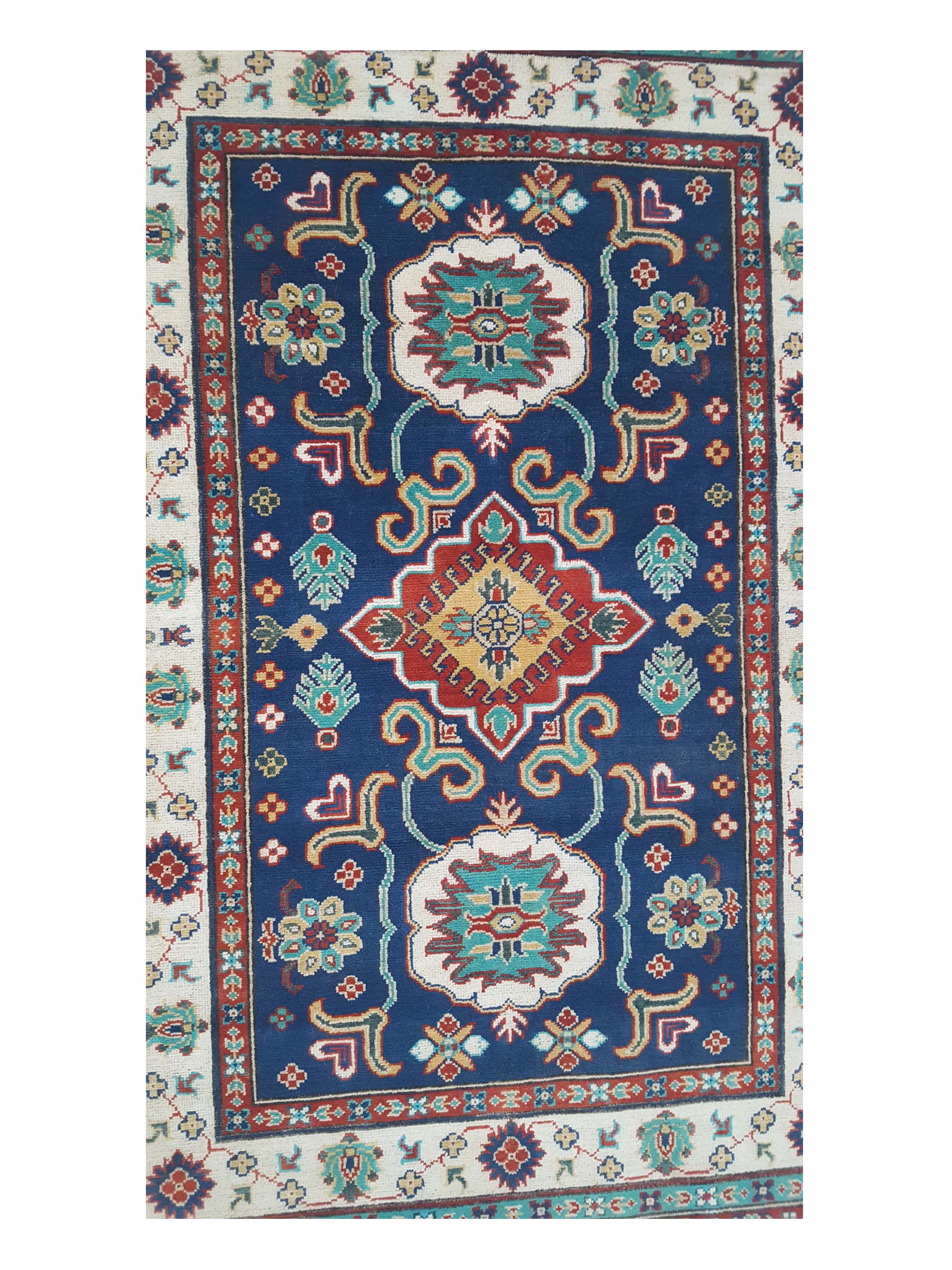 Kazak Hand Knotted Navy 4x6 - Image 5 of 6