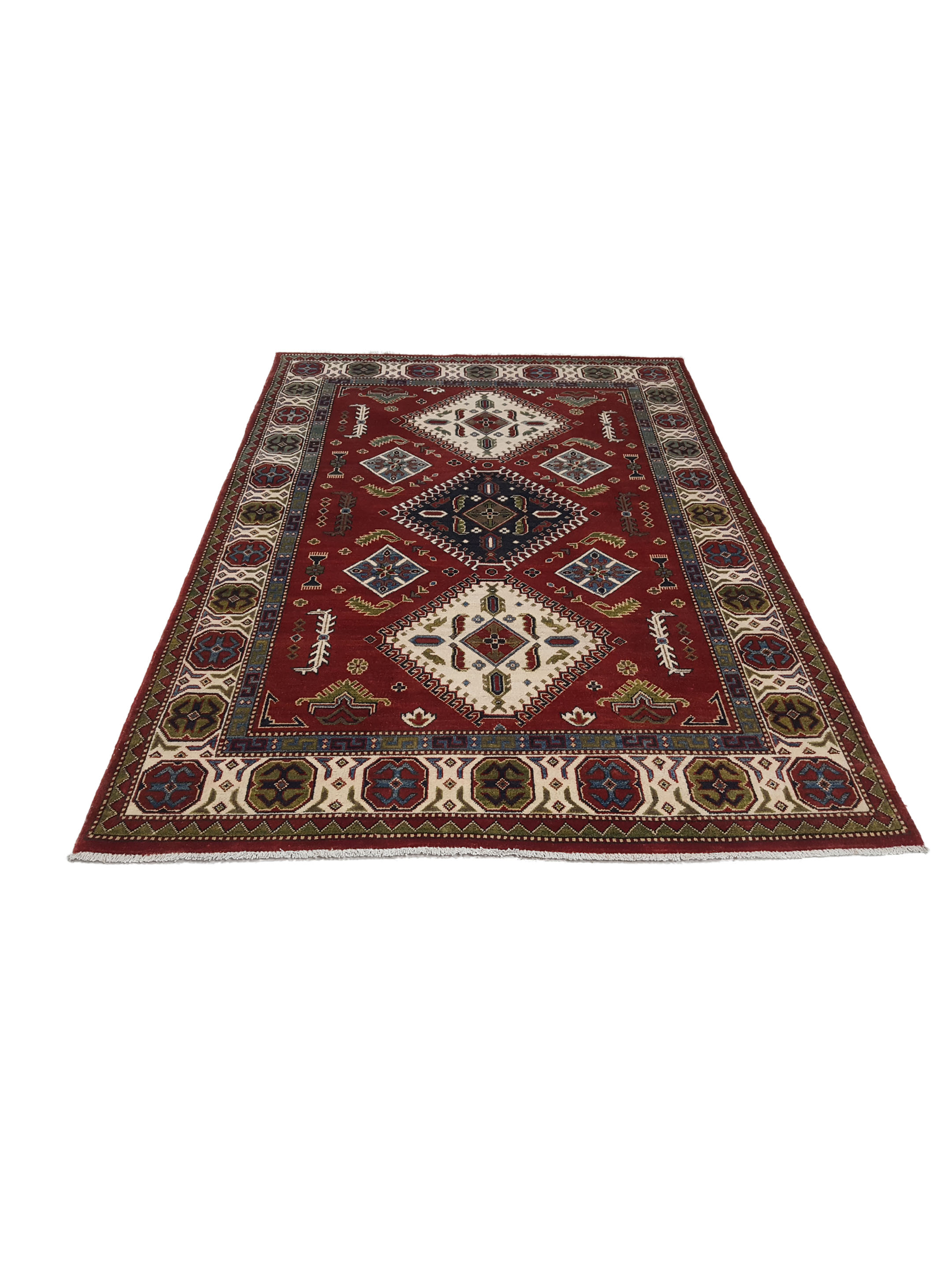 Kazak Hand Knotted Red 5x8 - Image 2 of 6