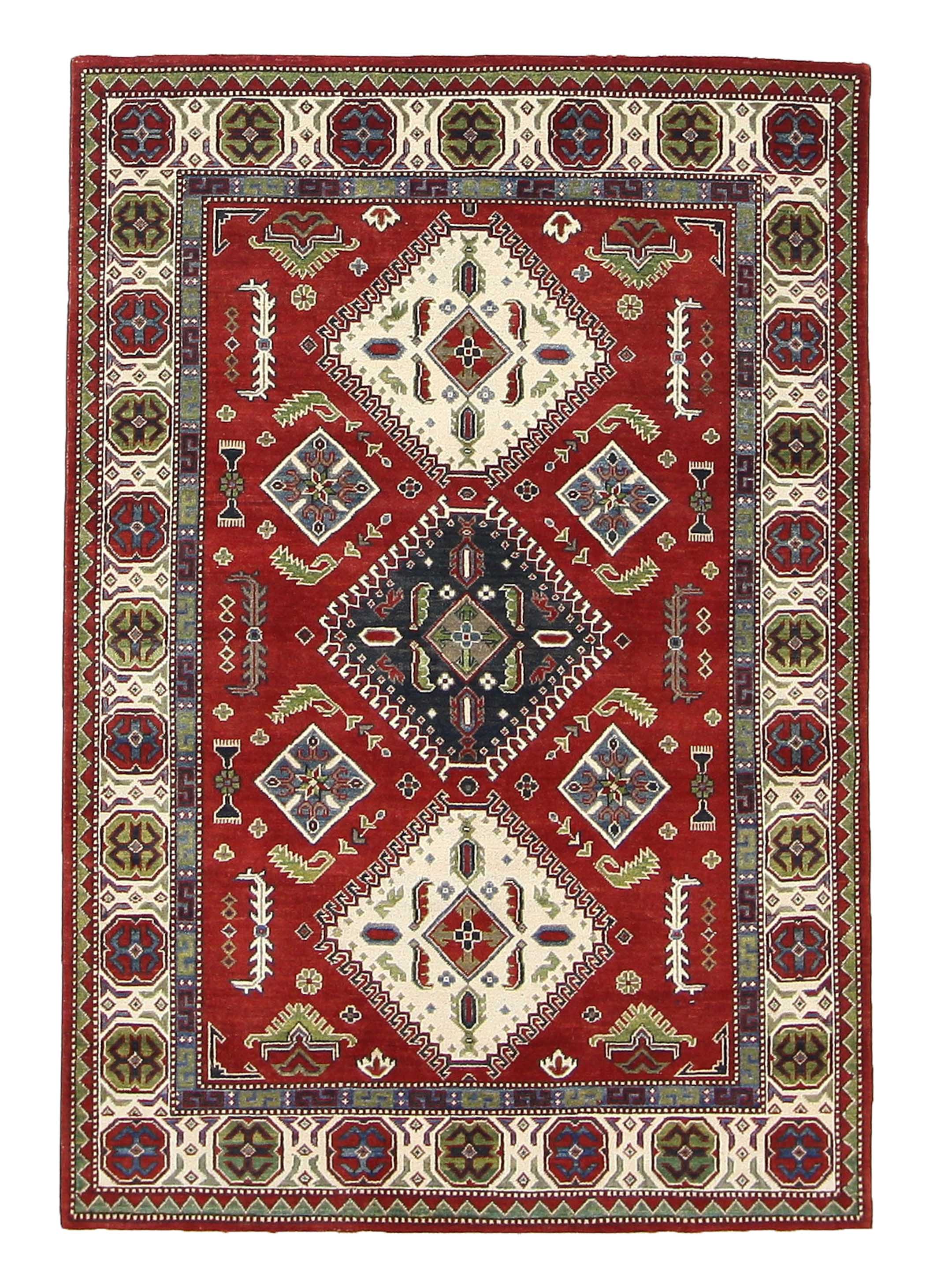Kazak Hand Knotted Red 5x8
