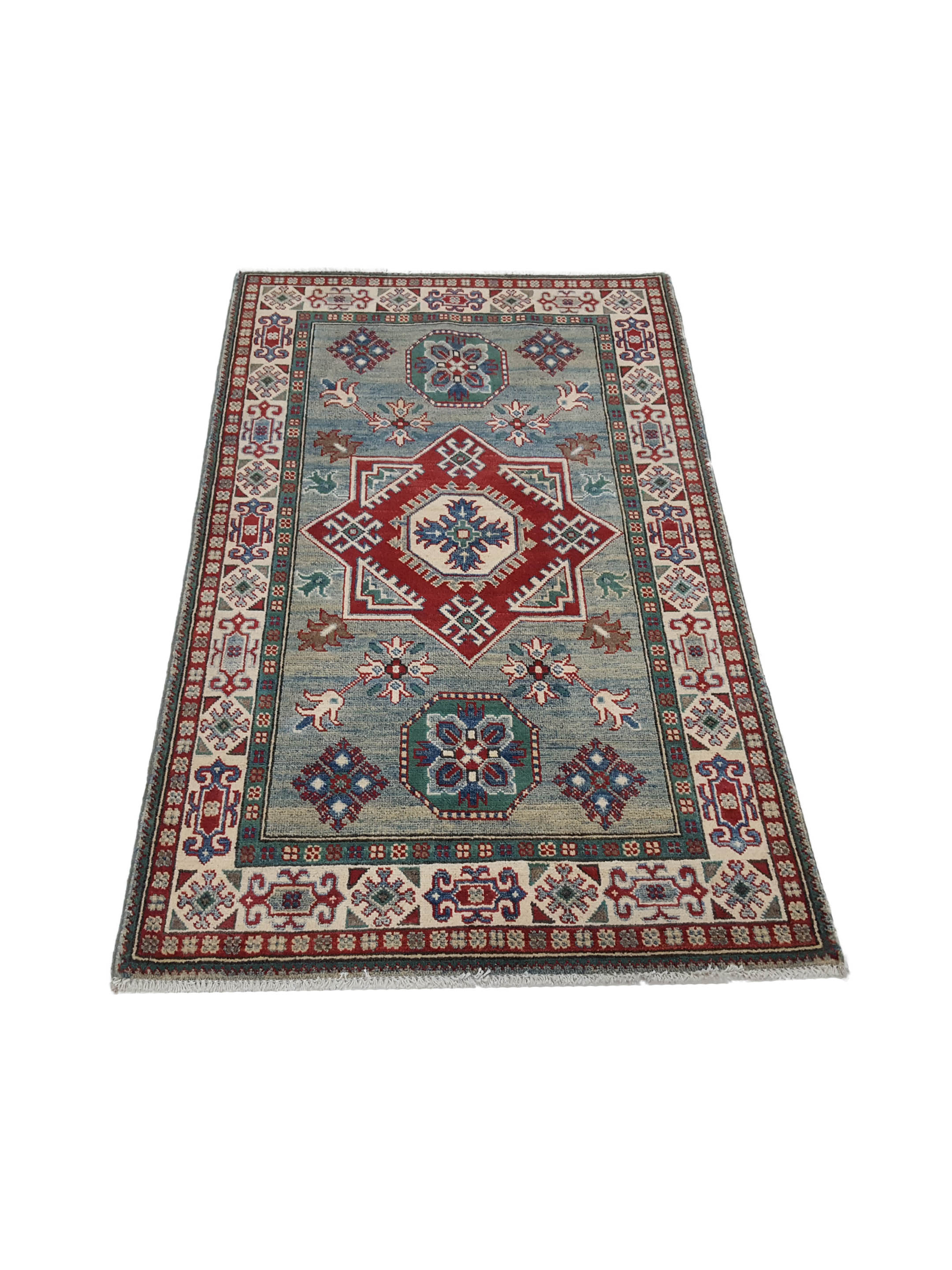 Kazak Hand Knotted Green 3x5 - Image 2 of 5