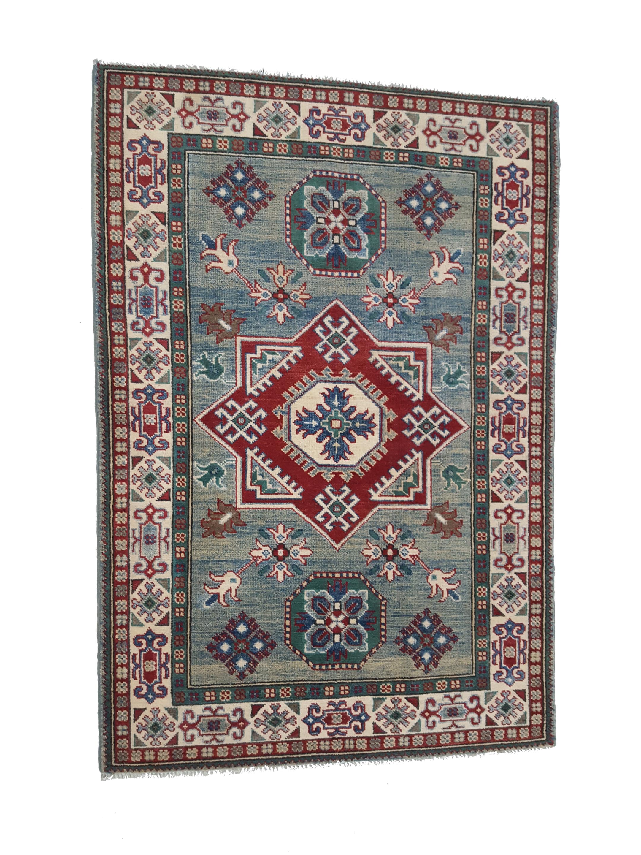 Kazak Hand Knotted Green 3x5 - Image 4 of 5