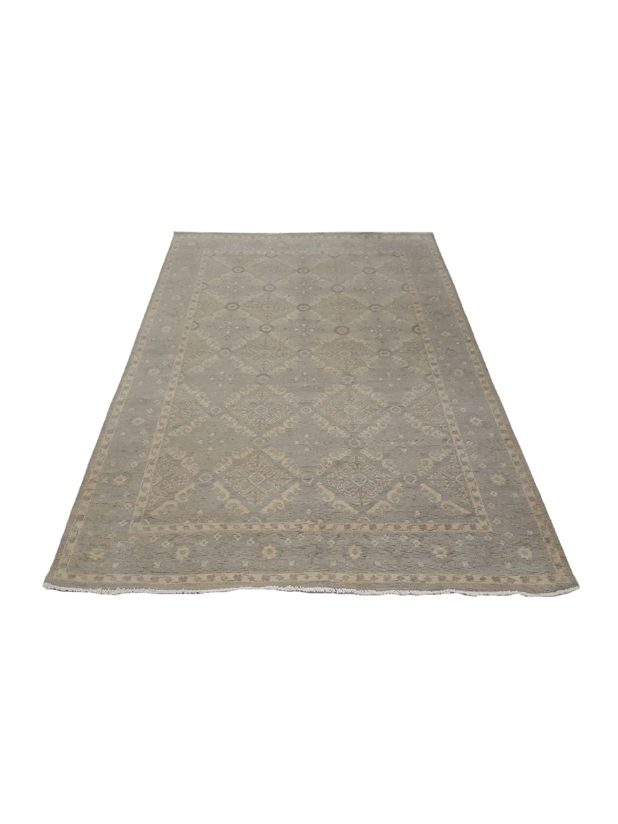 Khotan-In Hand Knotted Grey Blue 6x9 - Image 2 of 6