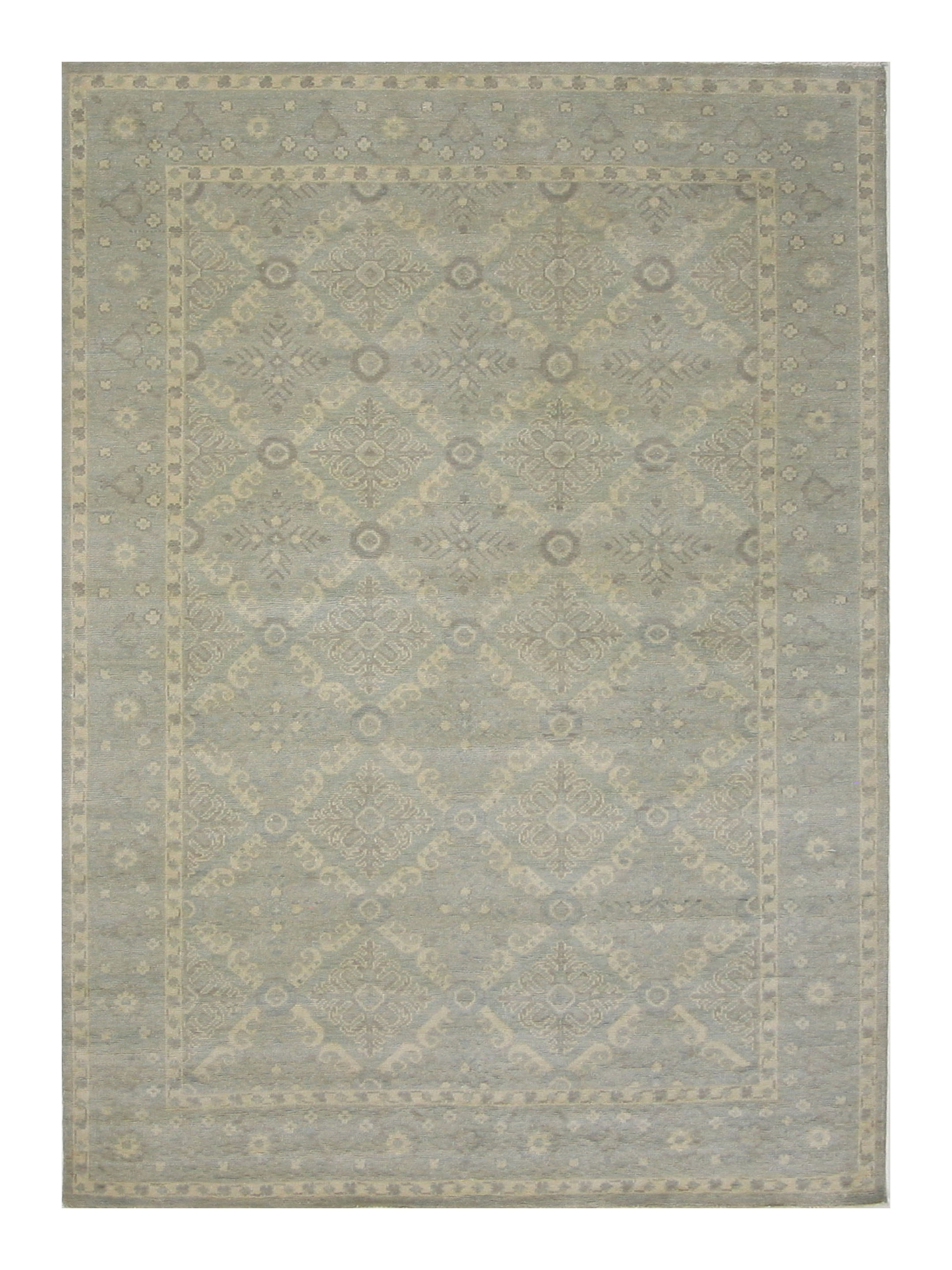Khotan-In Hand Knotted Grey Blue 6x9