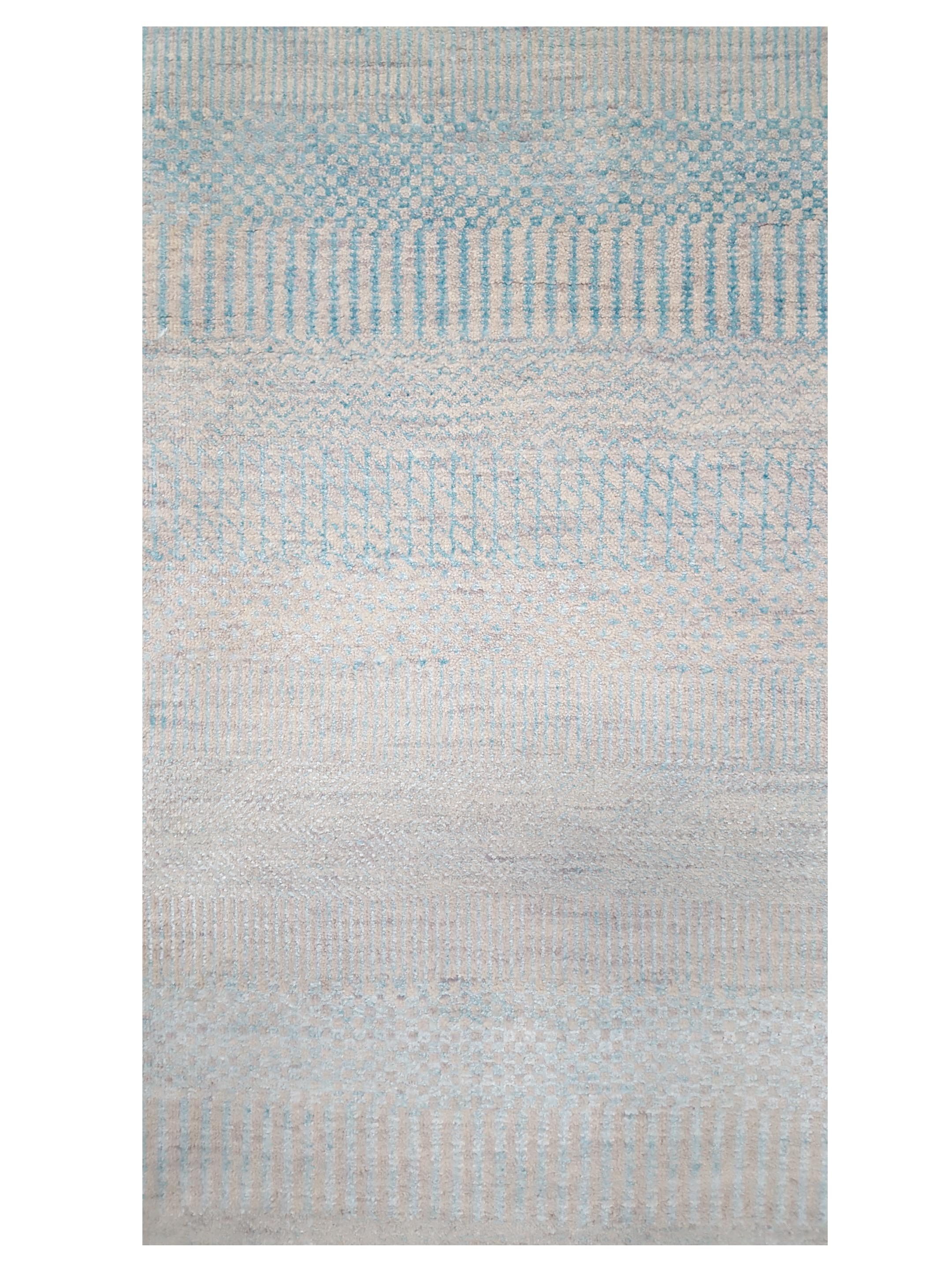 Touch Hand Knotted Aqua Blue 10x14 - Image 5 of 6