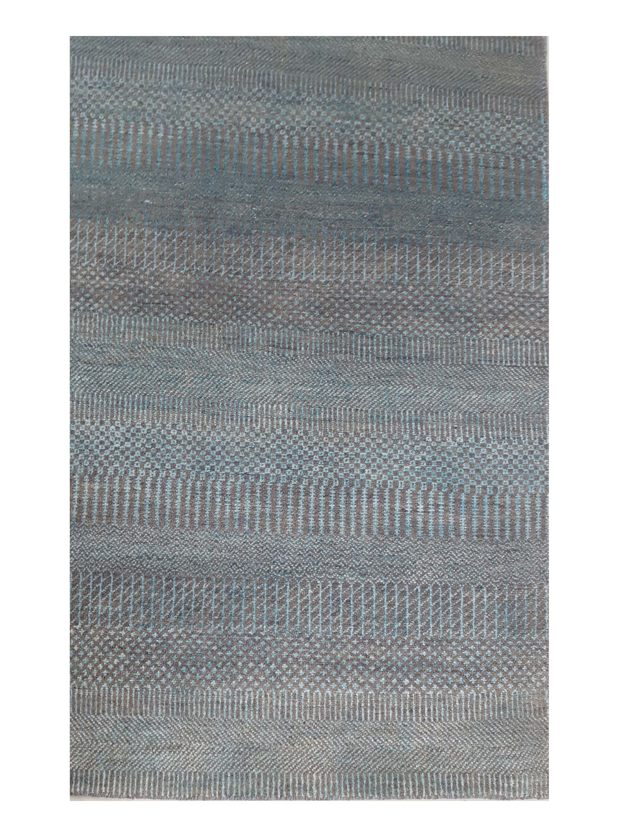 Touch Hand Knotted Aqua 6x9 - Image 4 of 6