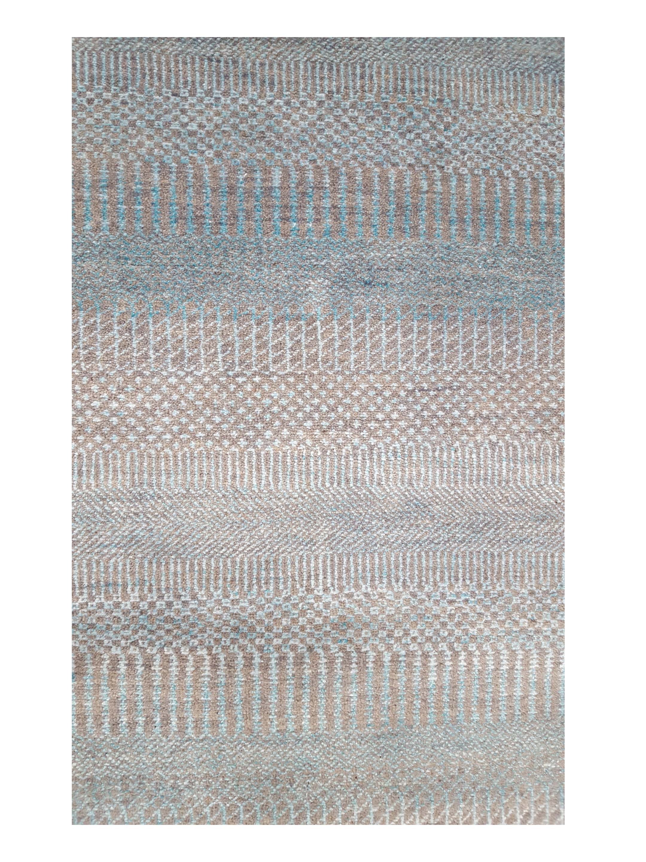 Touch Hand Knotted Aqua 6x9 - Image 5 of 6