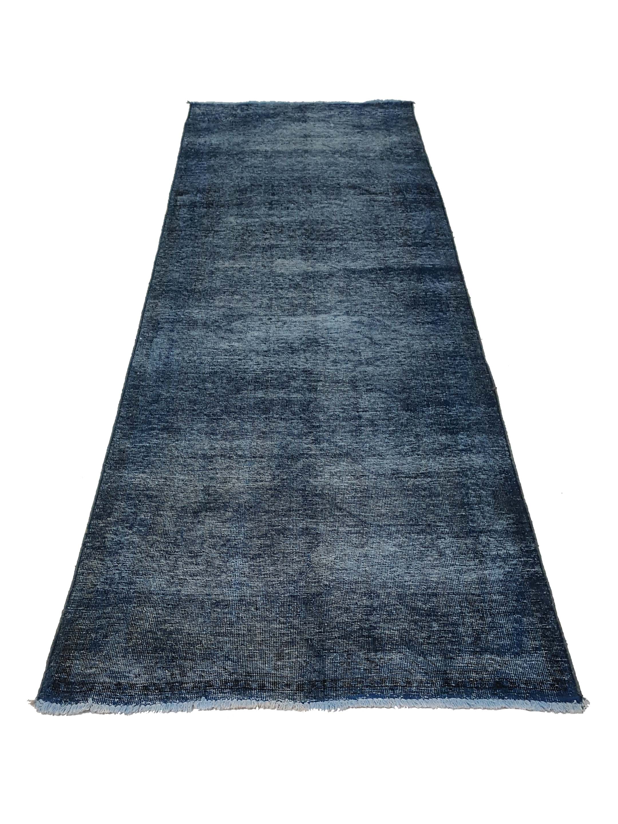 Overdyed Hand Knotted Blue 3x10 - Image 2 of 6