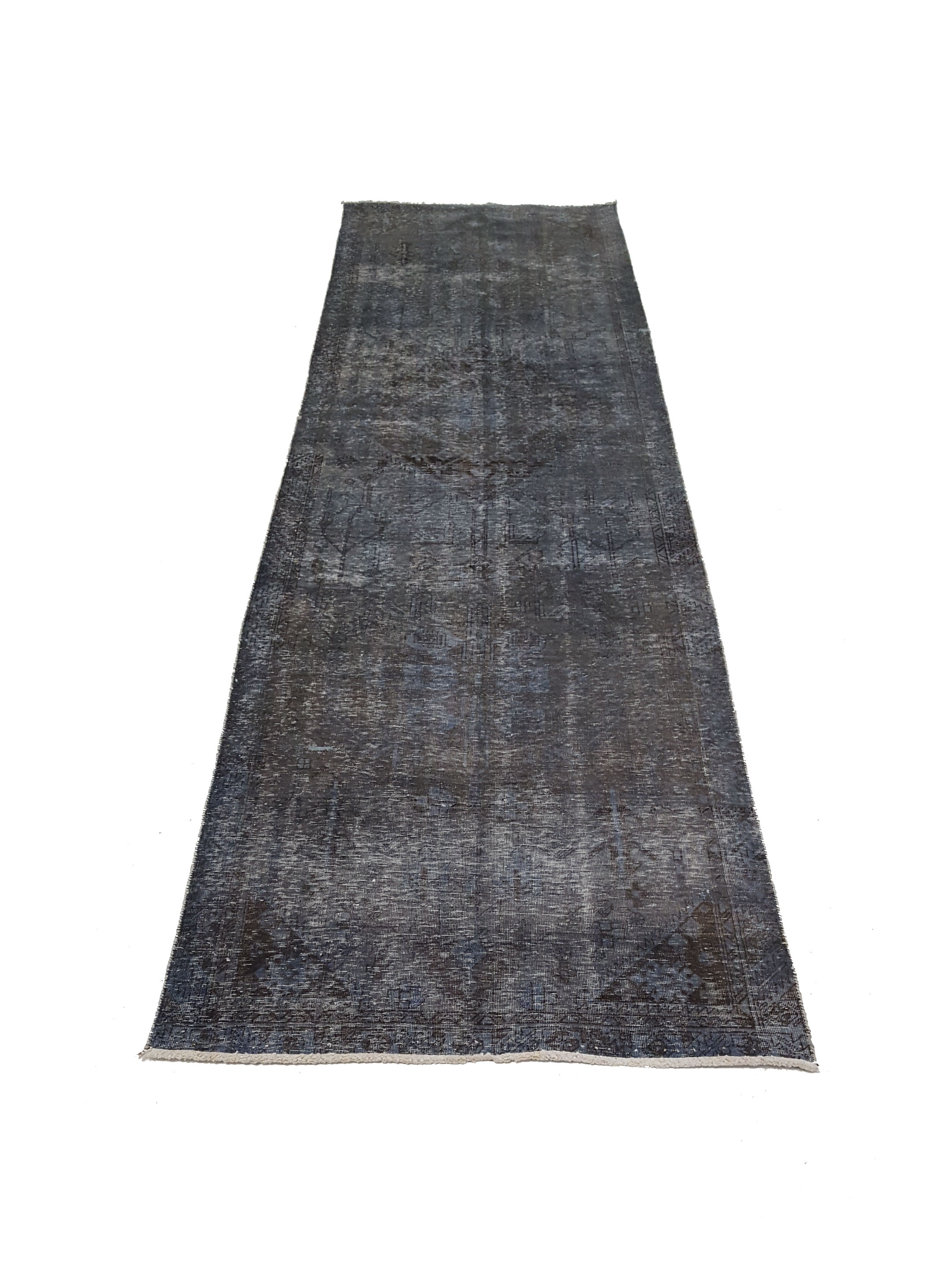 Overdyed Hand Knotted Grey 3x13 - Image 2 of 6