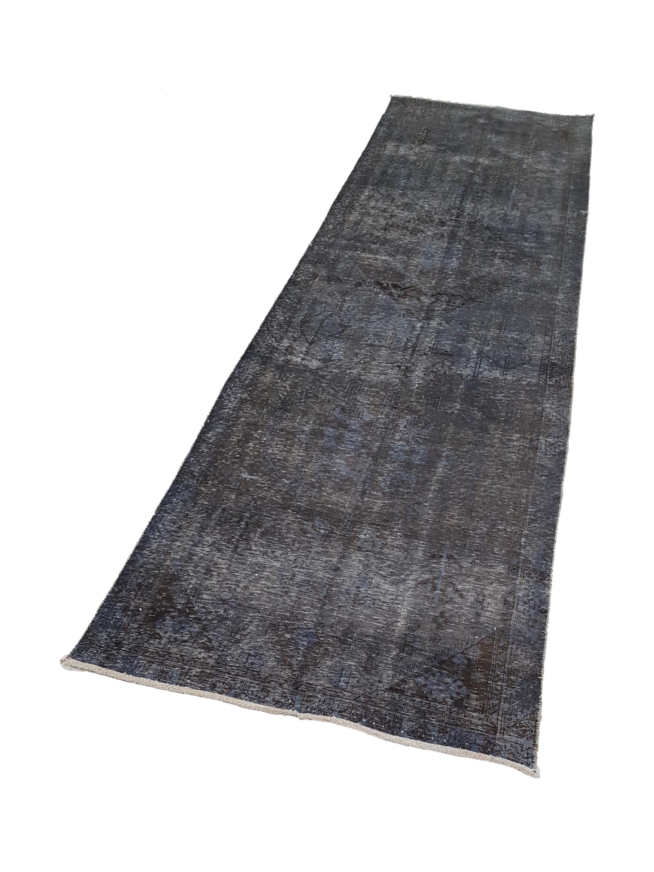 Overdyed Hand Knotted Grey 3x13 - Image 6 of 6