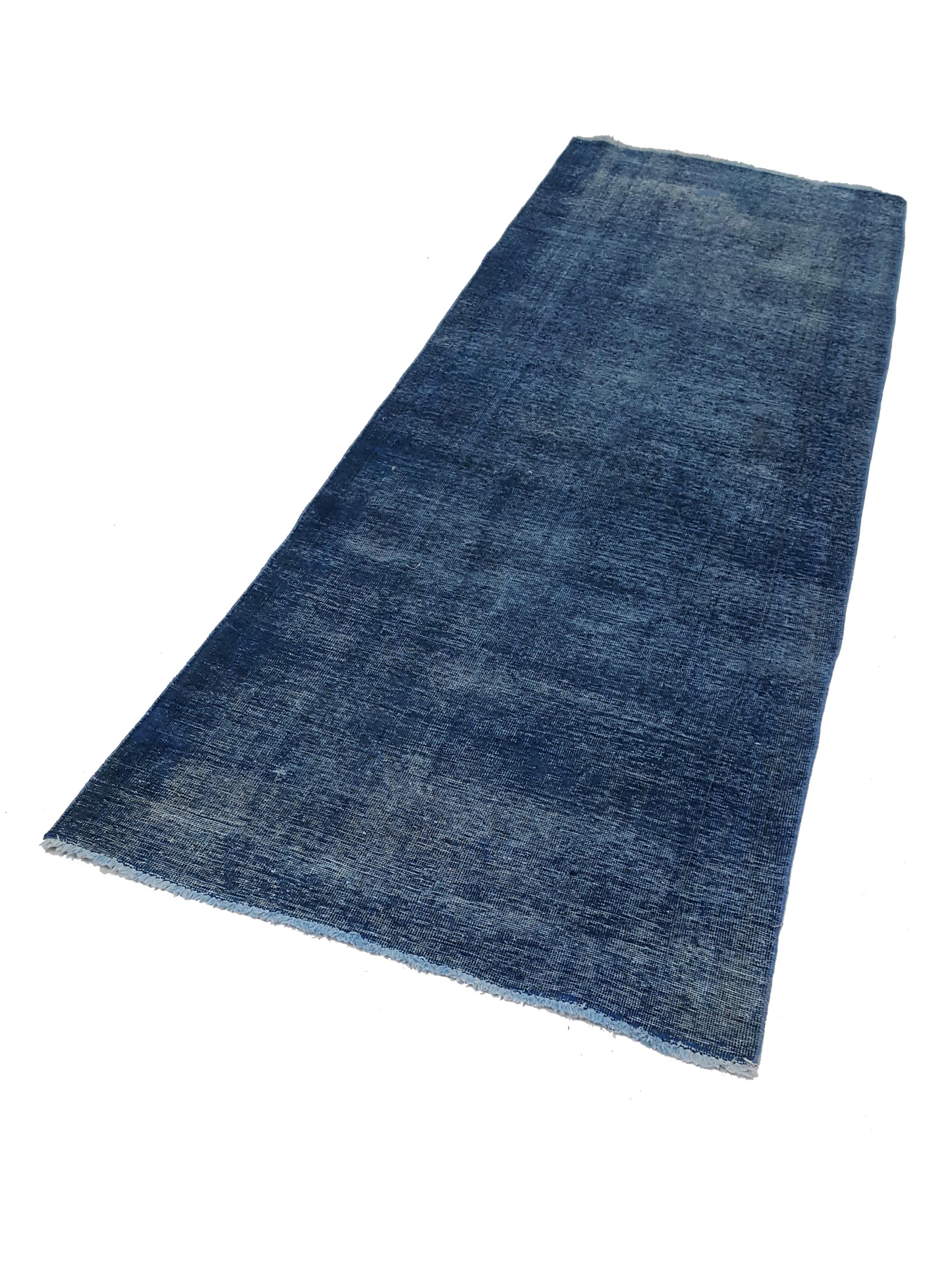 Overdyed Hand Knotted Blue 3x10 - Image 6 of 6