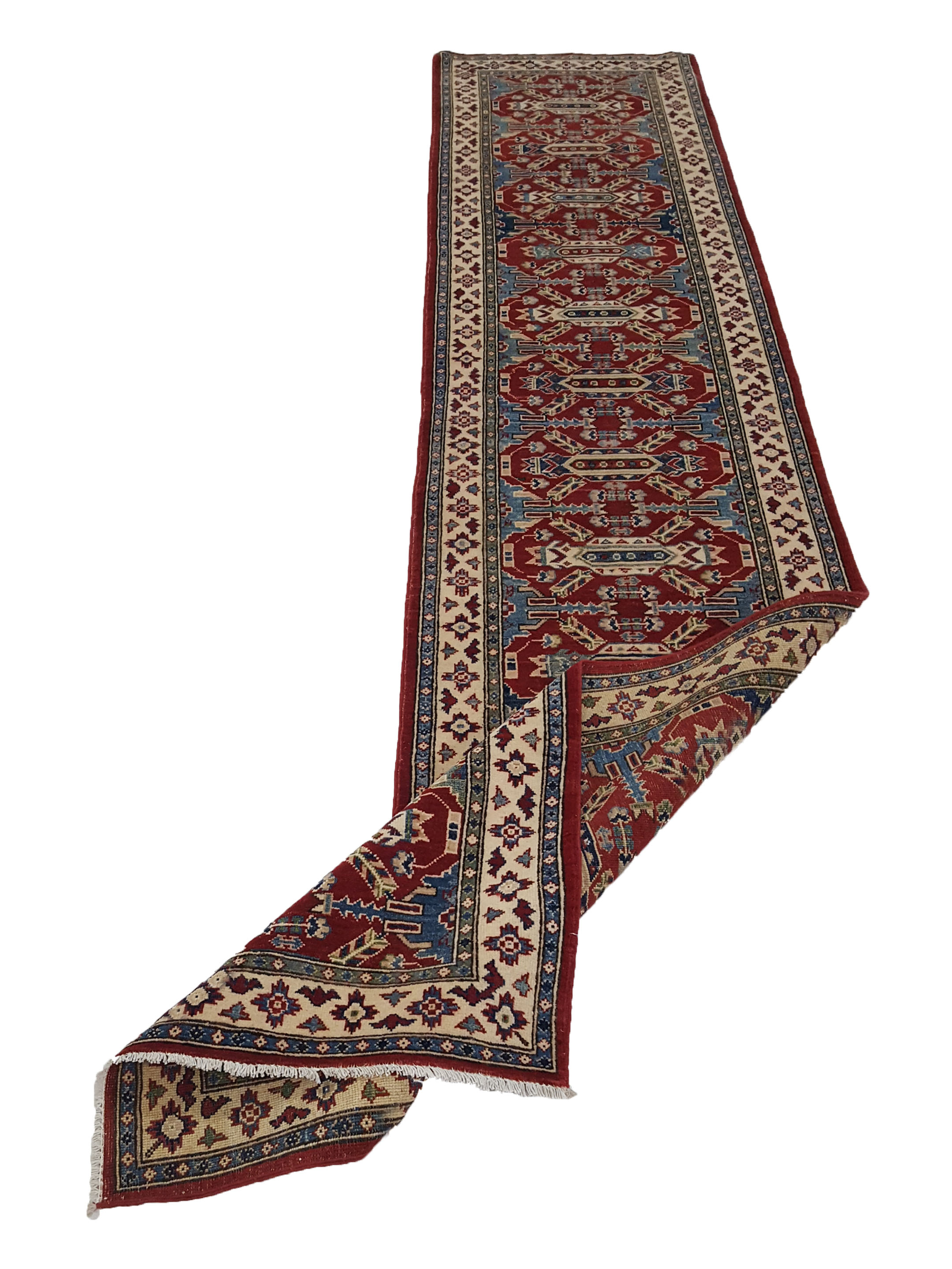 Kazak Hand Knotted Red 3x13 - Image 3 of 6