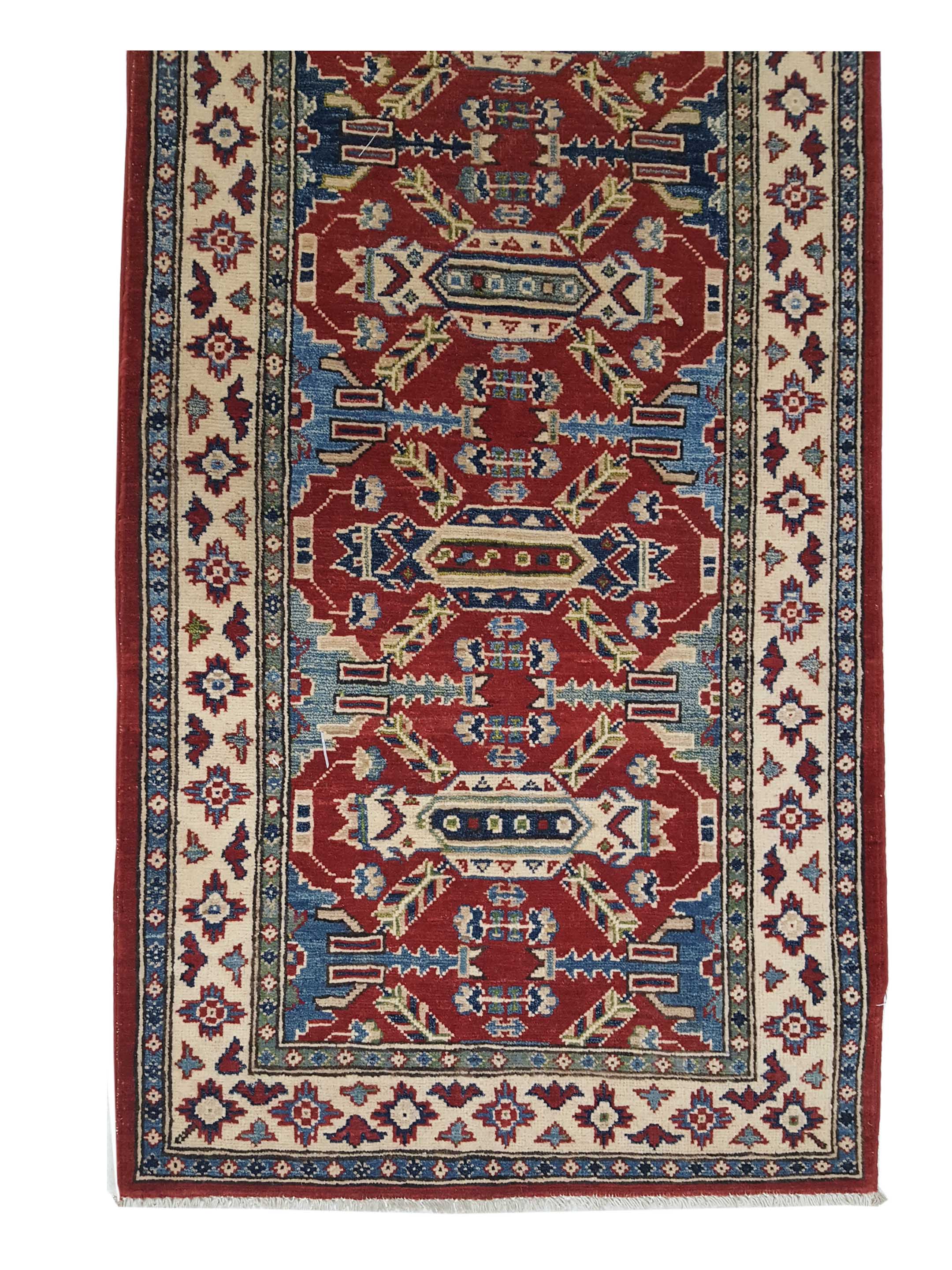 Kazak Hand Knotted Red 3x13 - Image 4 of 6