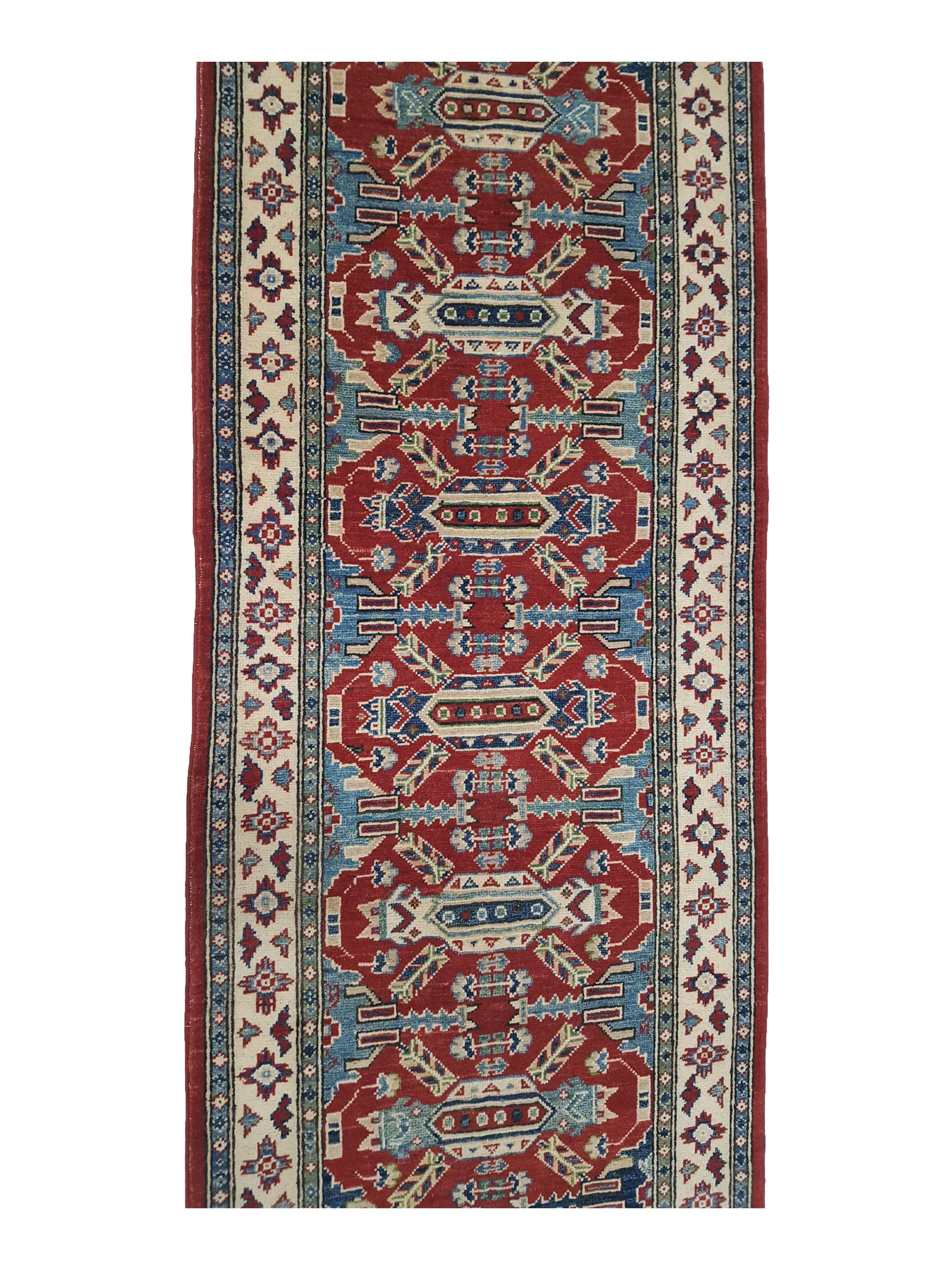 Kazak Hand Knotted Red 3x13 - Image 5 of 6
