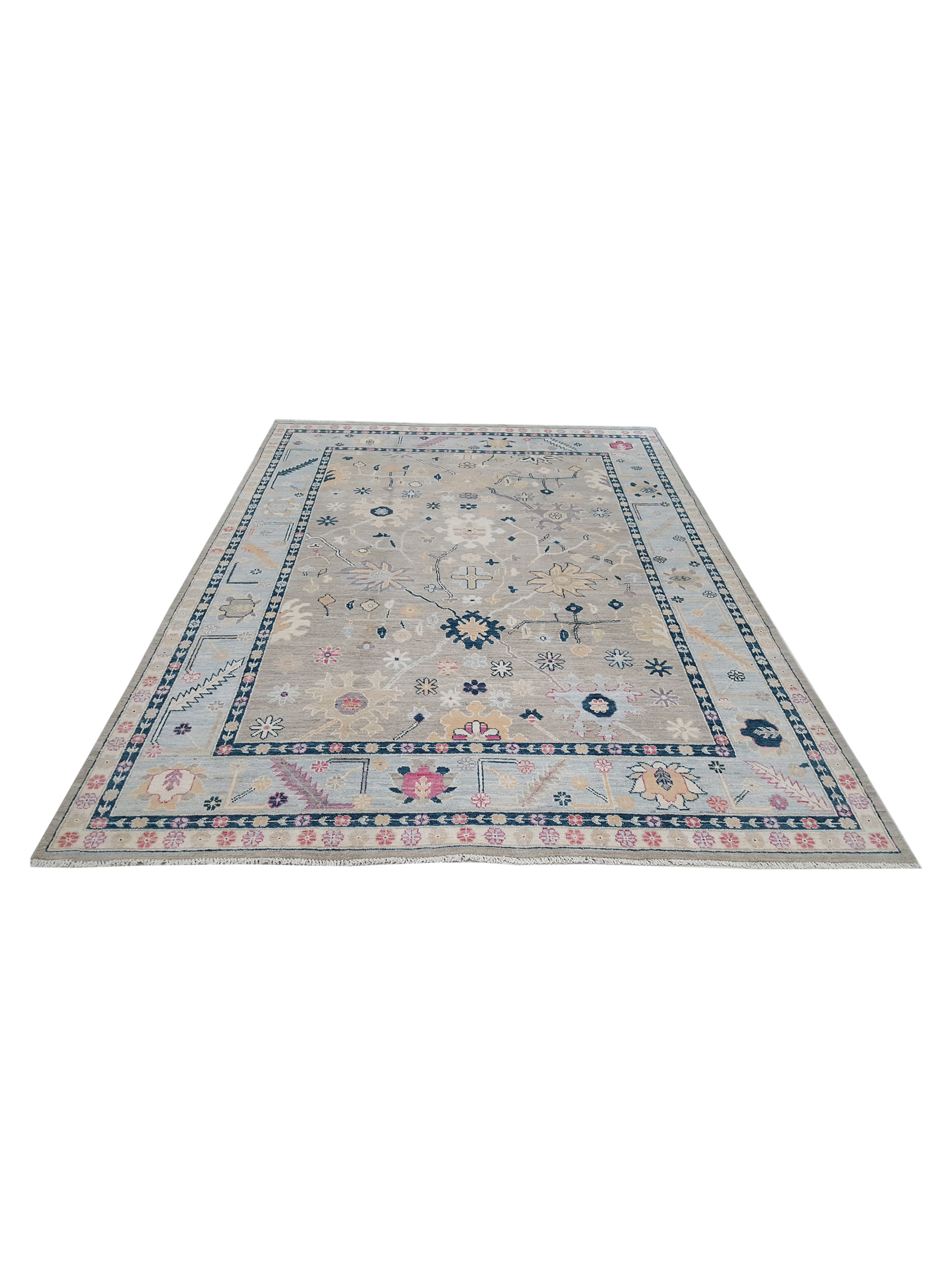Ushak Wool Weft Hand Knotted Grey 9x12 - Image 2 of 6