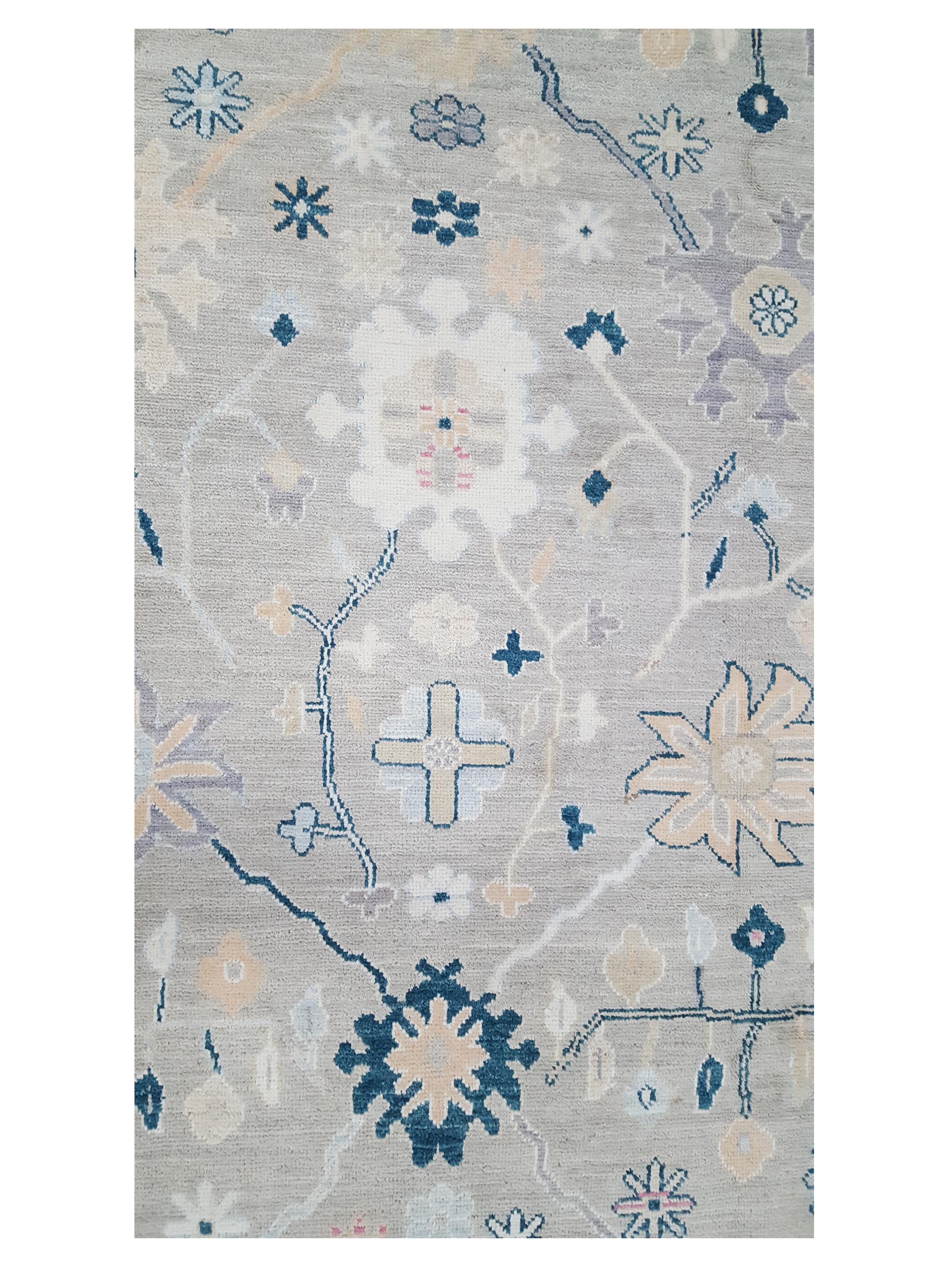 Ushak Wool Weft Hand Knotted Grey 9x12 - Image 5 of 6