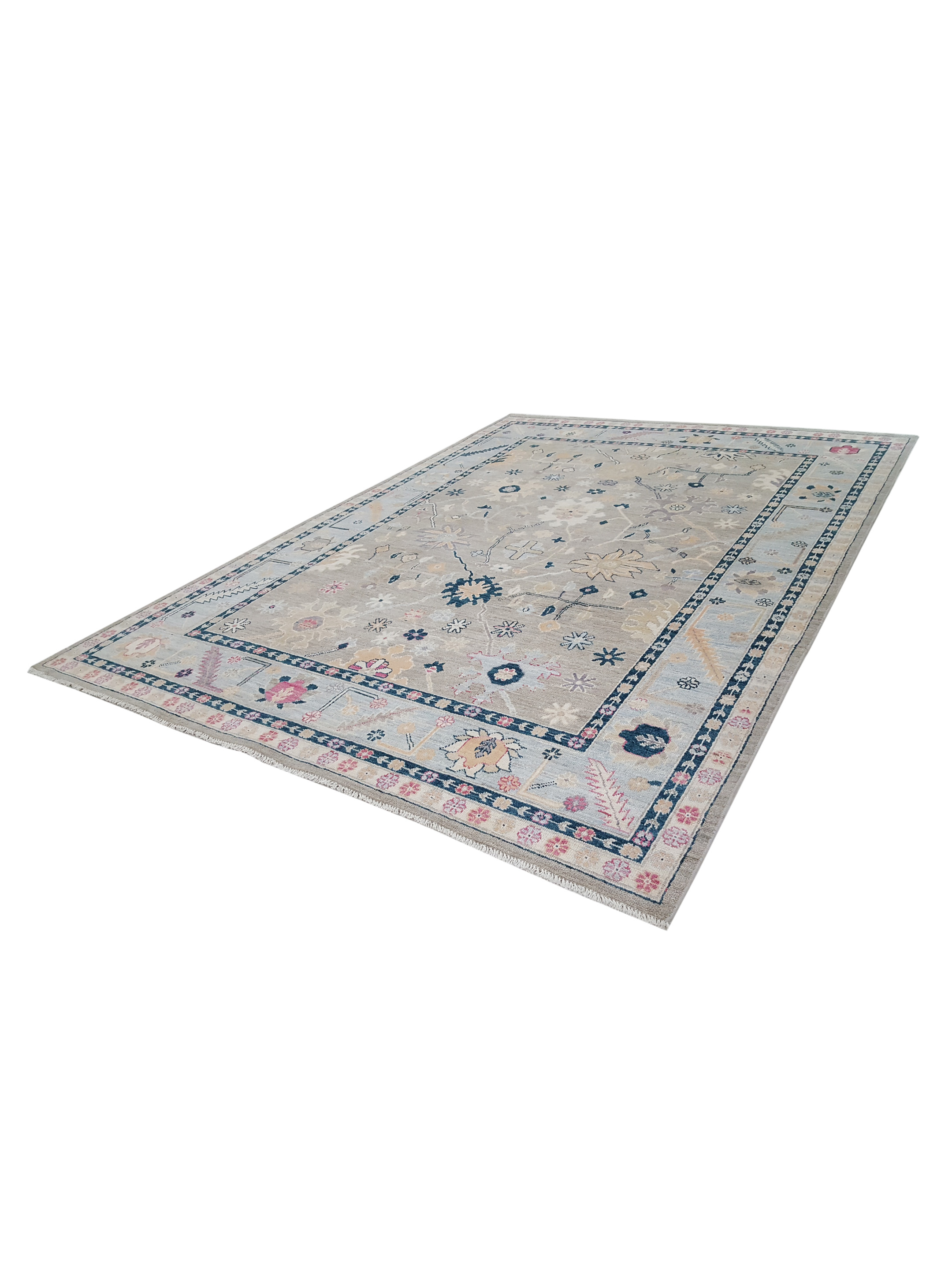 Ushak Wool Weft Hand Knotted Grey 9x12 - Image 6 of 6