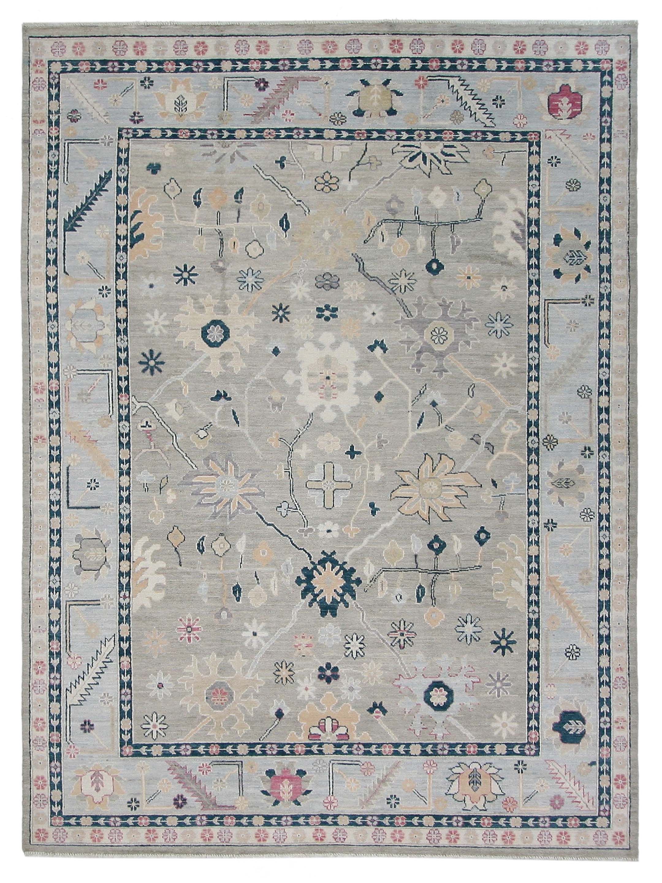 Ushak Wool Weft Hand Knotted Grey 9x12