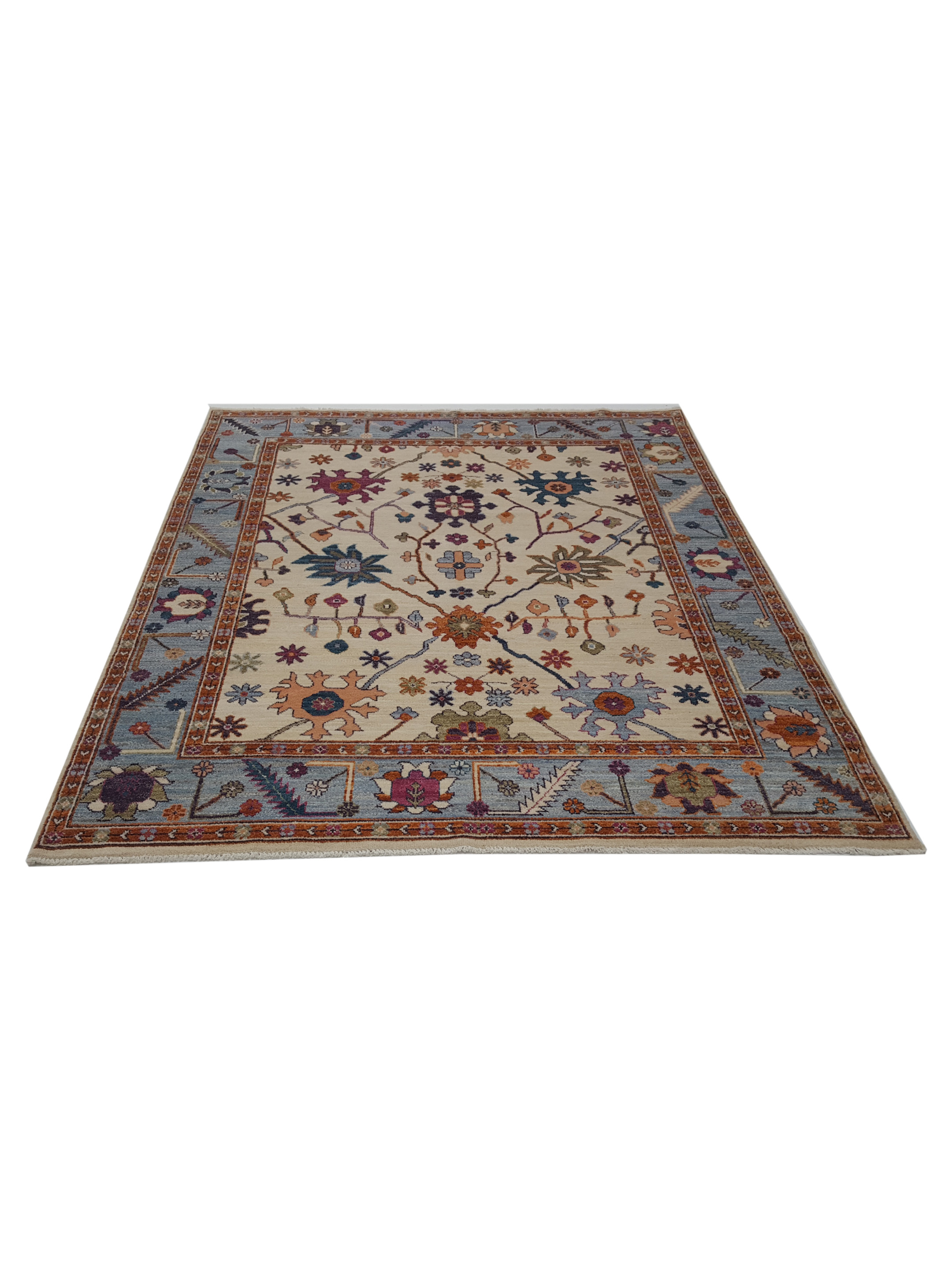 Ushak Wool Weft Hand Knotted Ivory 8x10 - Image 2 of 8