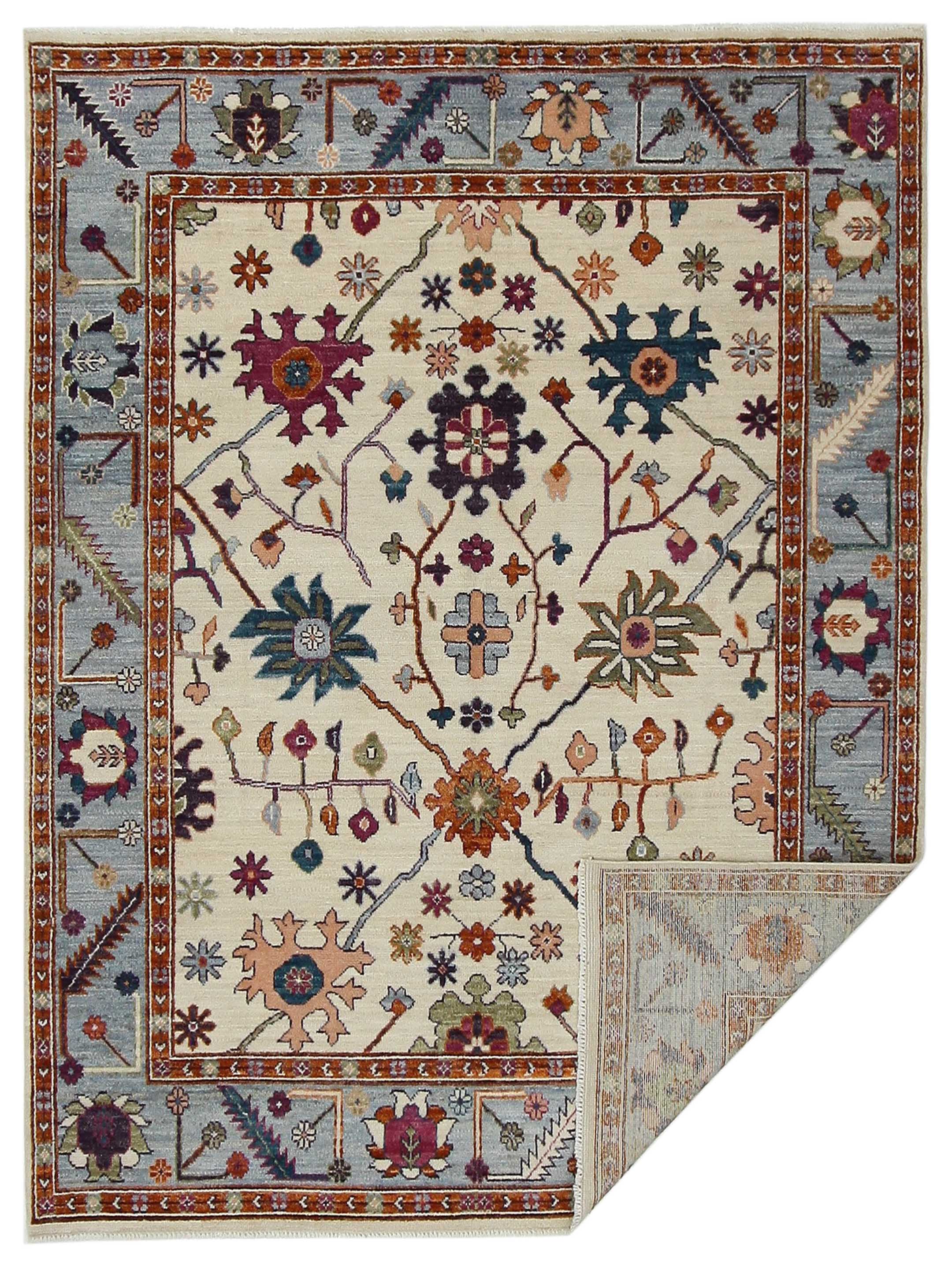 Ushak Wool Weft Hand Knotted Ivory 8x10 - Image 3 of 8