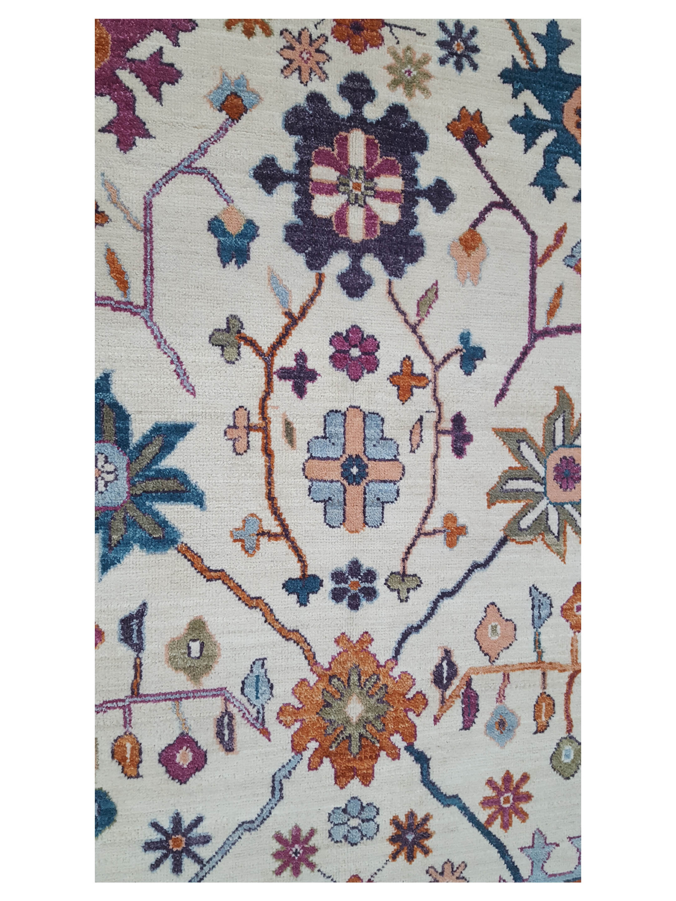 Ushak Wool Weft Hand Knotted Ivory 8x10 - Image 6 of 8
