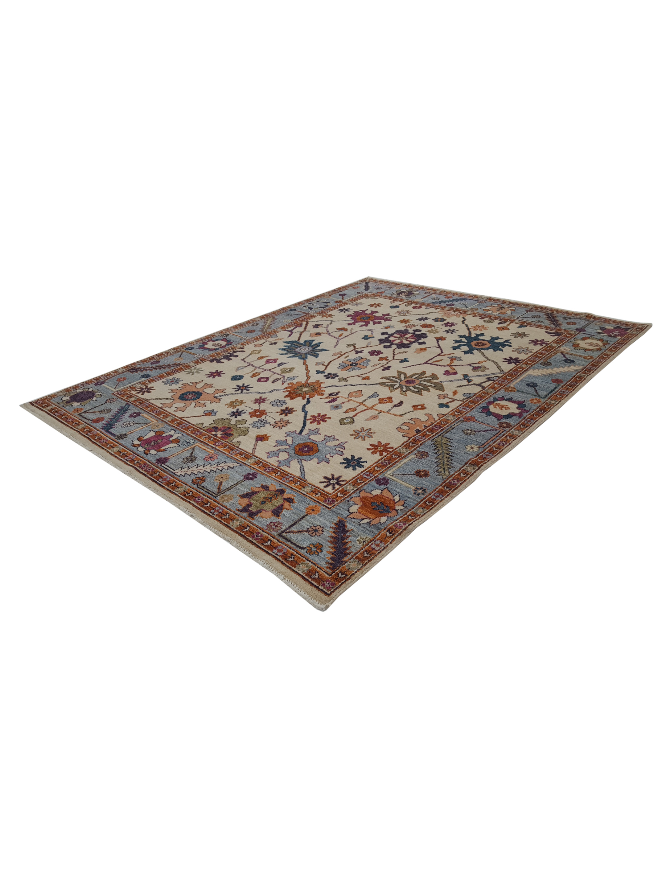 Ushak Wool Weft Hand Knotted Ivory 8x10 - Image 7 of 8