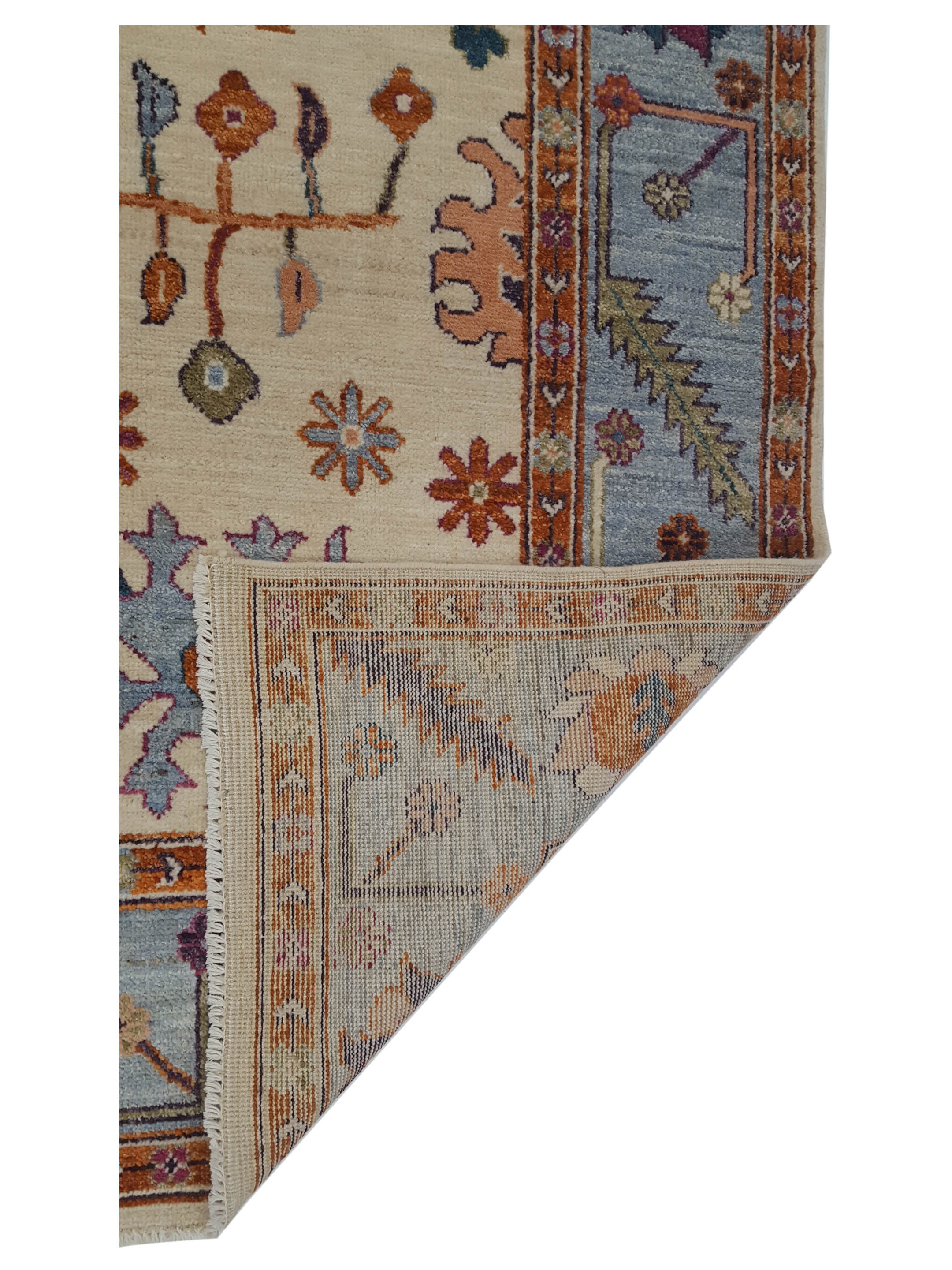 Ushak Wool Weft Hand Knotted Ivory 8x10 - Image 8 of 8