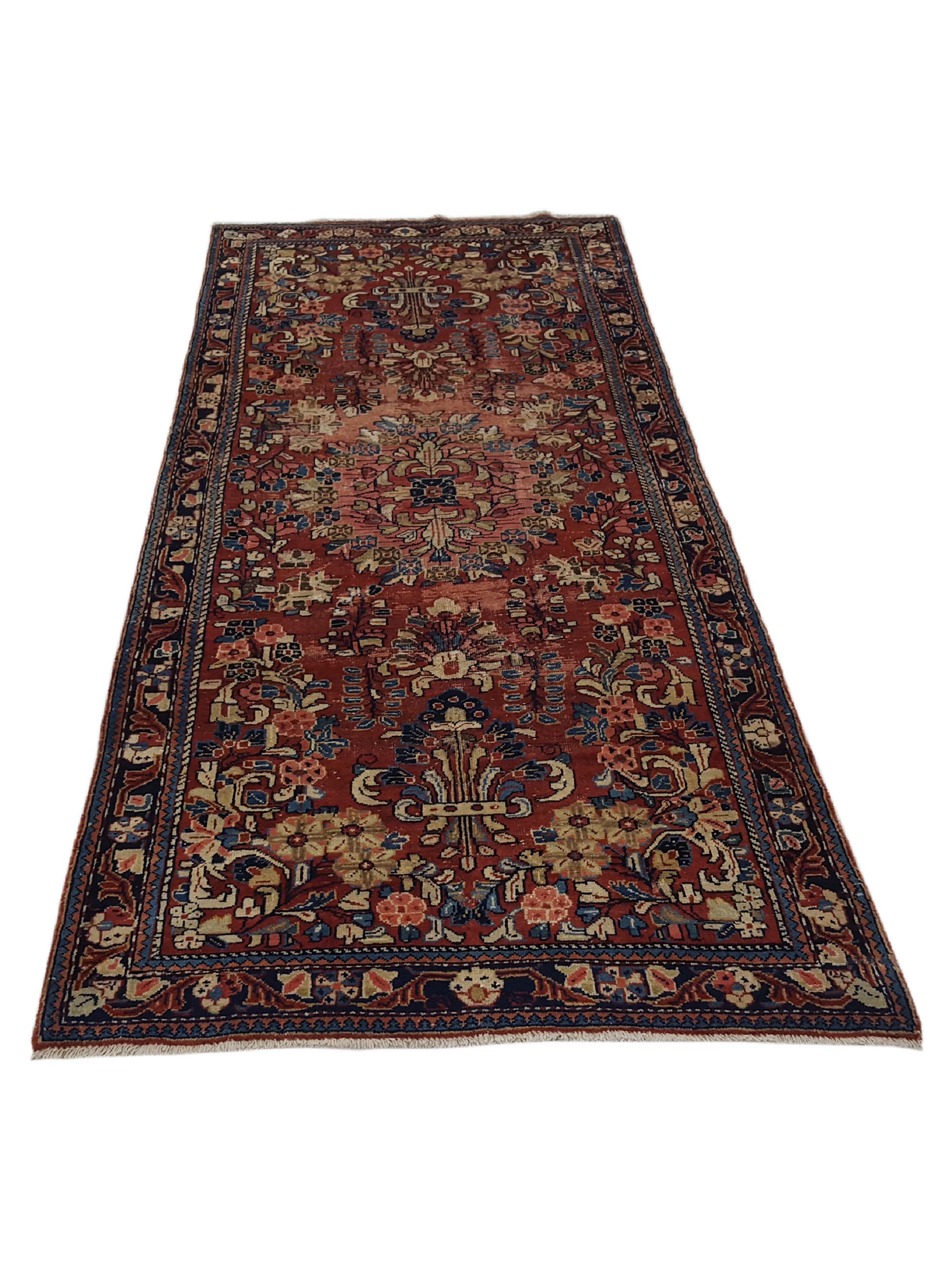 Hamadan Hand Knotted Red 5x10 - Image 2 of 6